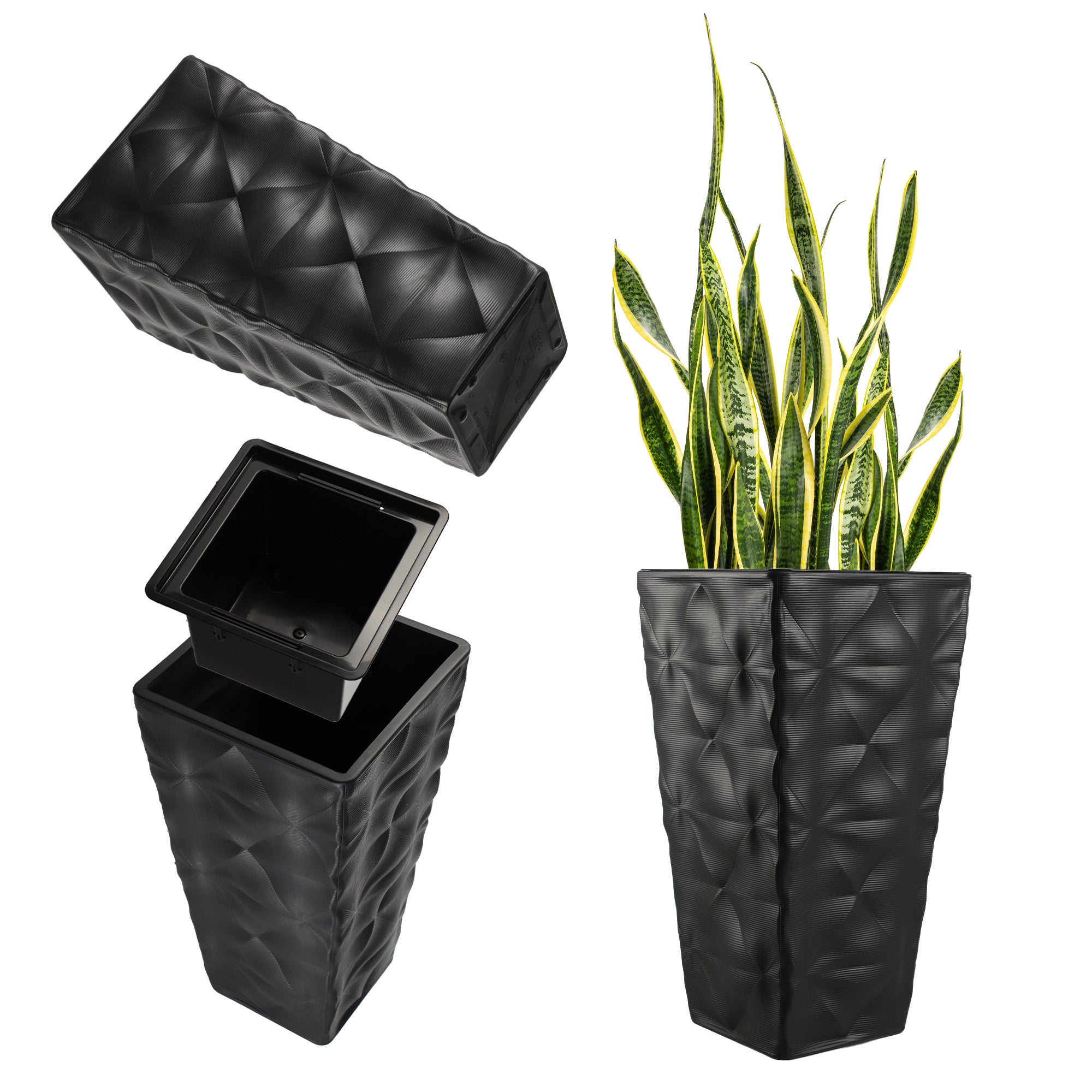 DONICZKA DONICA OGRODOWA Z WKŁADEM NA KWIATY WYSOKA TARAS 75 cm ANTRACYT