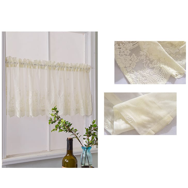 1 zasłona tiulowa, zasłona tiulowa żakardowa, zasłona w stylu wiejskim, karnisz nie jest wliczony w cenę, beżowa (szer. 137 cm x wys. 90 cm) - 4