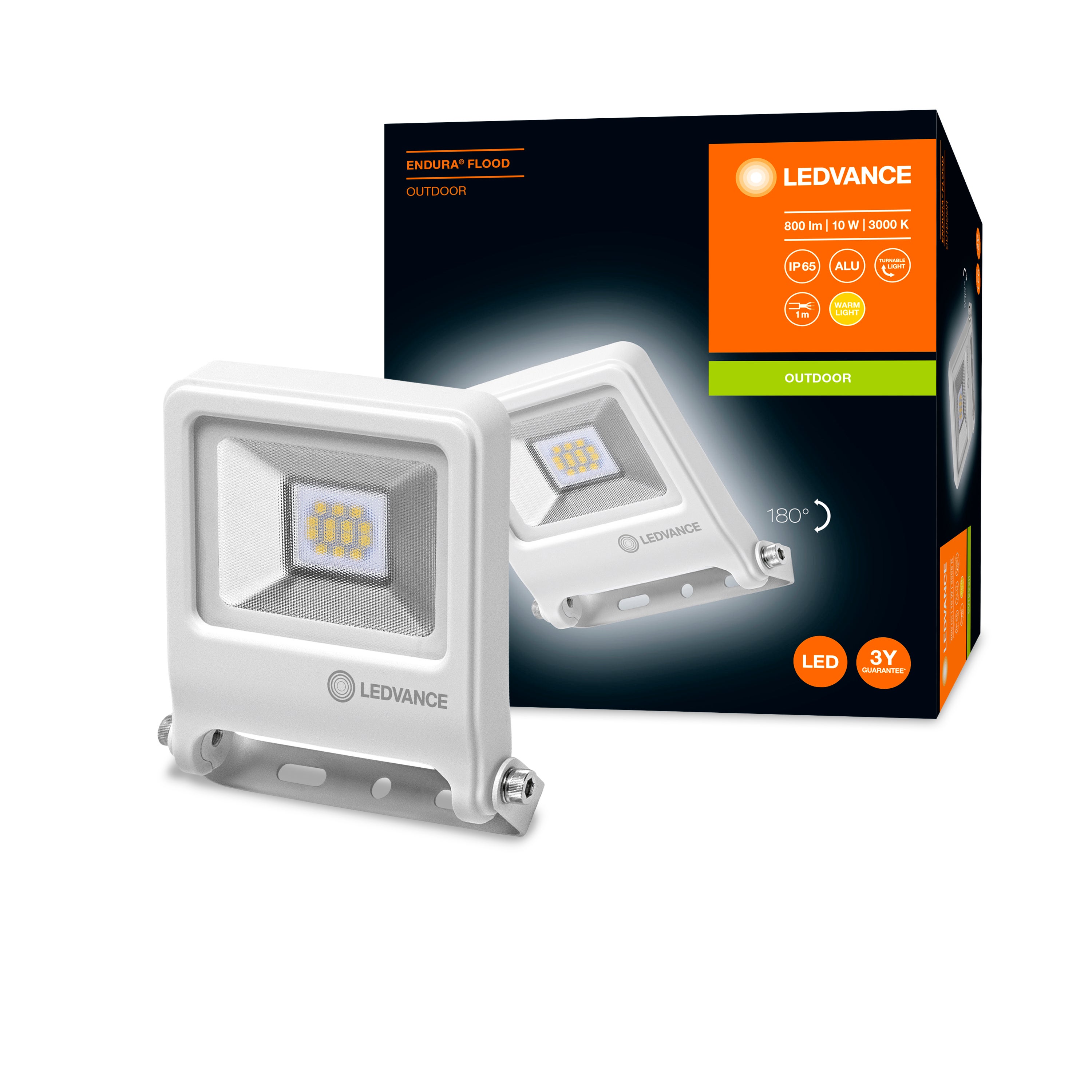 LEDVANCE Projecteur LED pour mur, ENDURA® FLOOD blanc chaud / 10 W, 220…240 V, Angle de rayonnement: 120°, blanc chaud, 3000 K, Matériau: aluminium, - 4