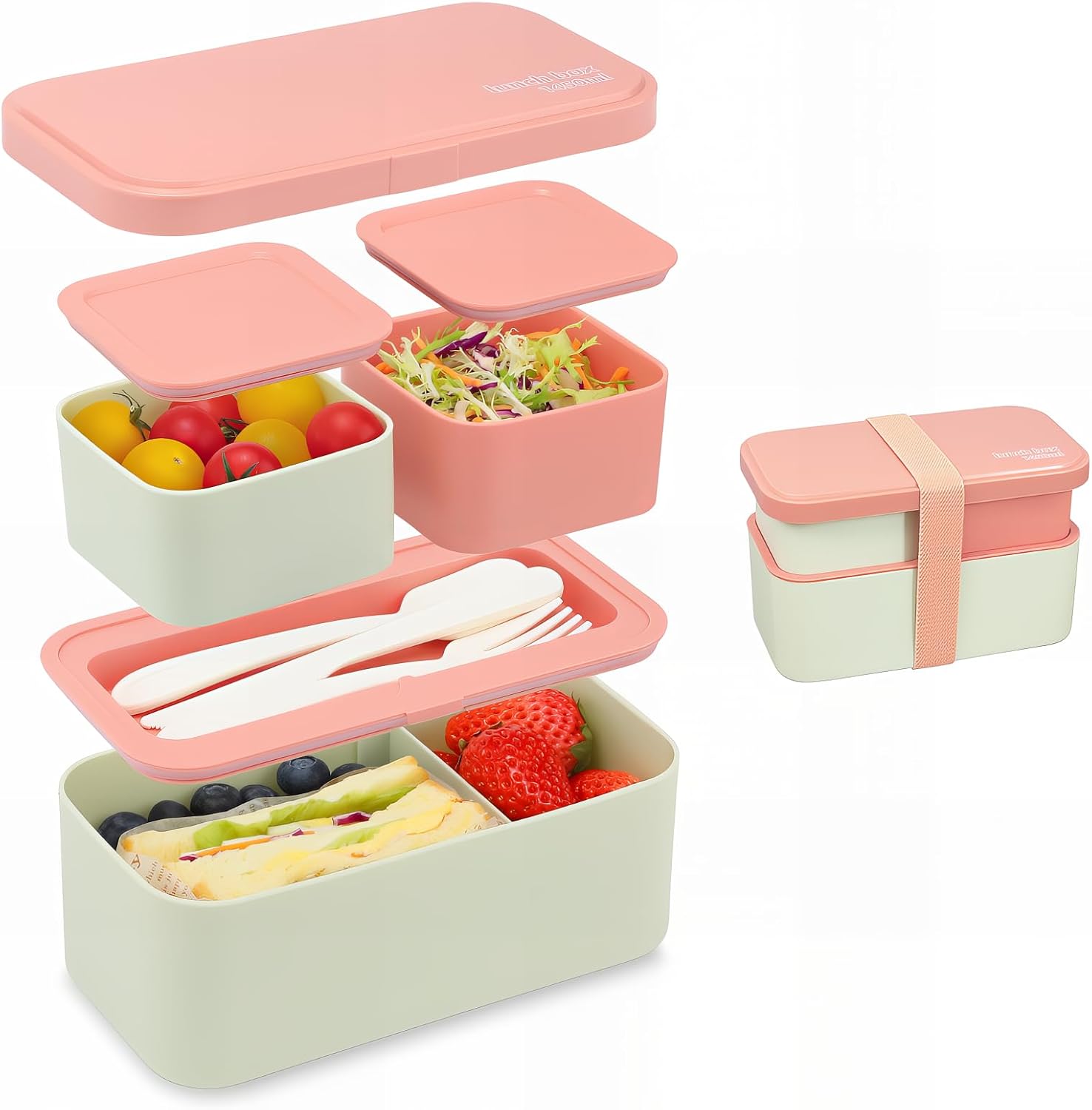 Bento Lunch Box 1450ml,Lunch Box Boîte 2-en-1 pour Adultes et