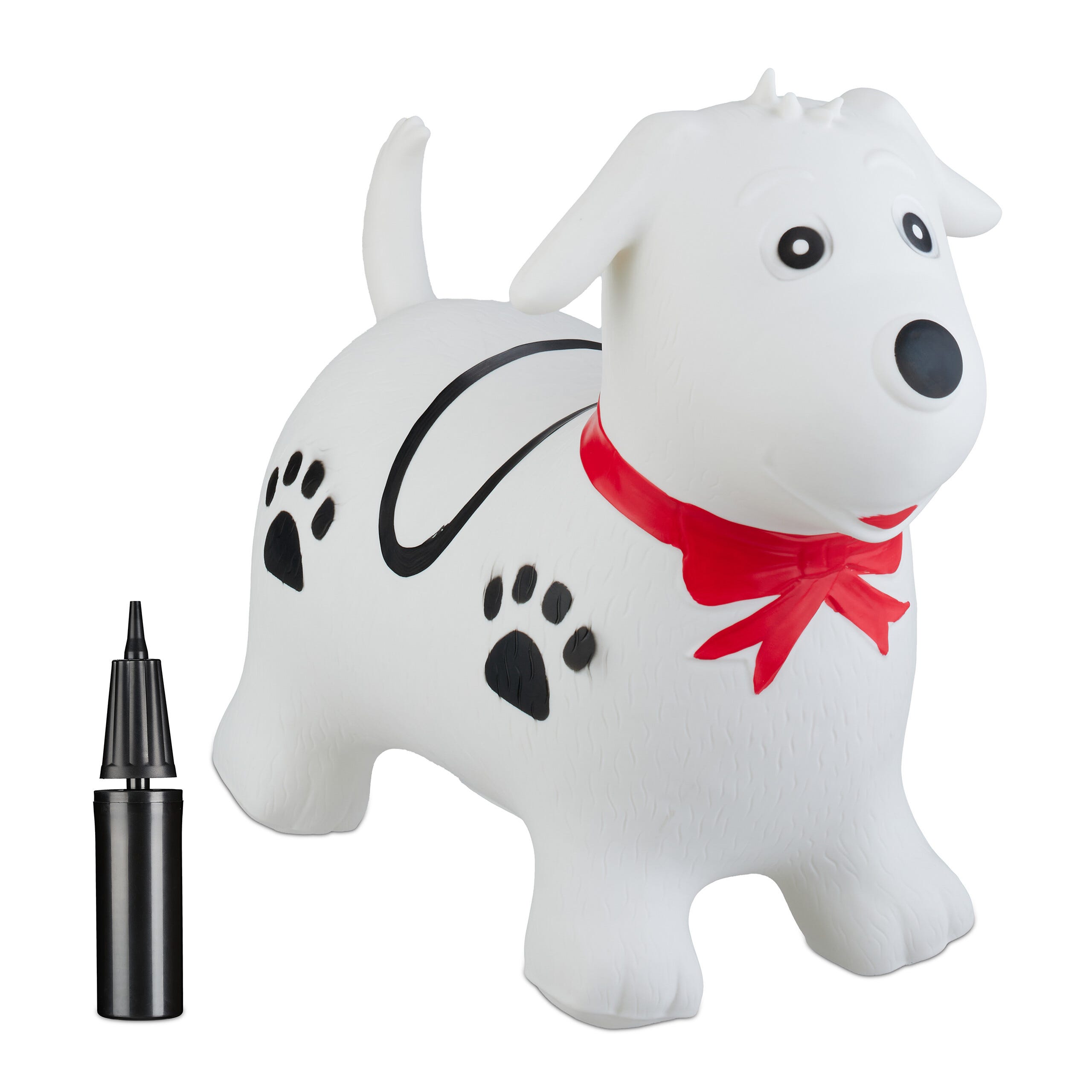 Relaxdays Cane Gonfiabile Per Bambini - Animale Saltellante 50 Kg, Grigio/Bianco, Con Pompa