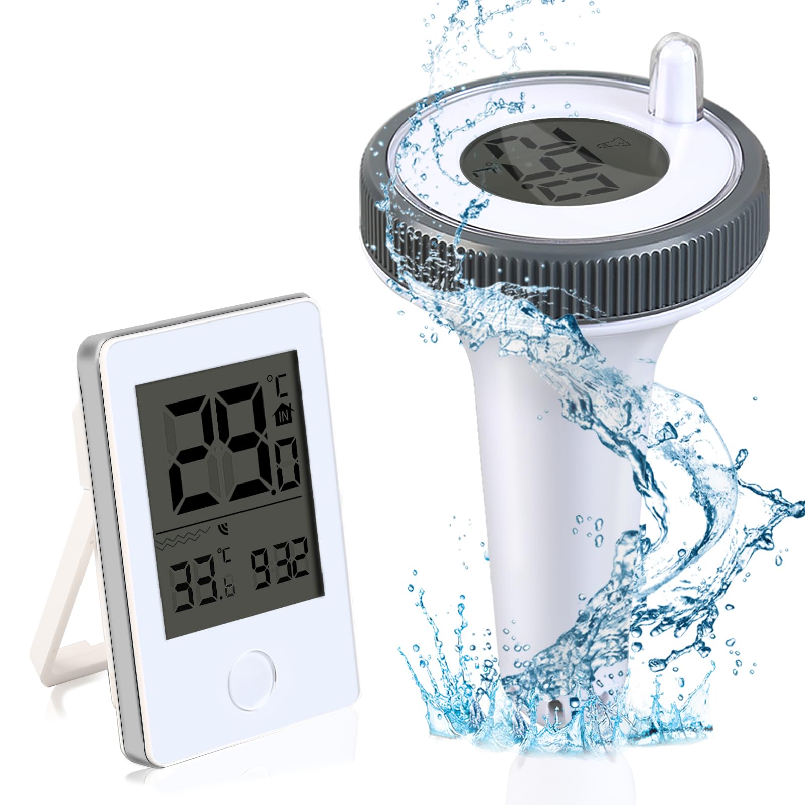 Termómetro Digital Piscina Inalámbrico - Flotante, Alcance 60 M, Monitor Interior