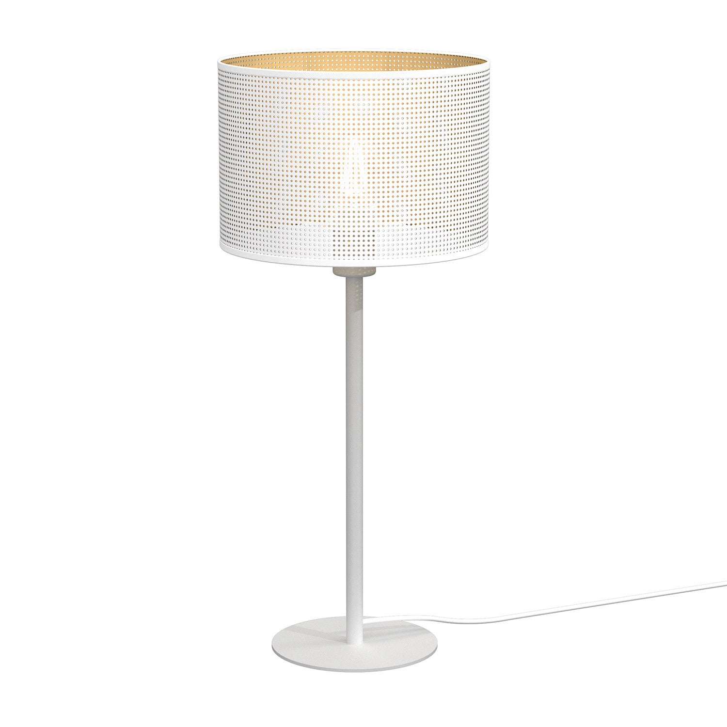 Lampa stołowa loftowa biała abażur Ø25cm siateczka ze złotym wnętrzem Loft shade 1xE27 15W Luminex