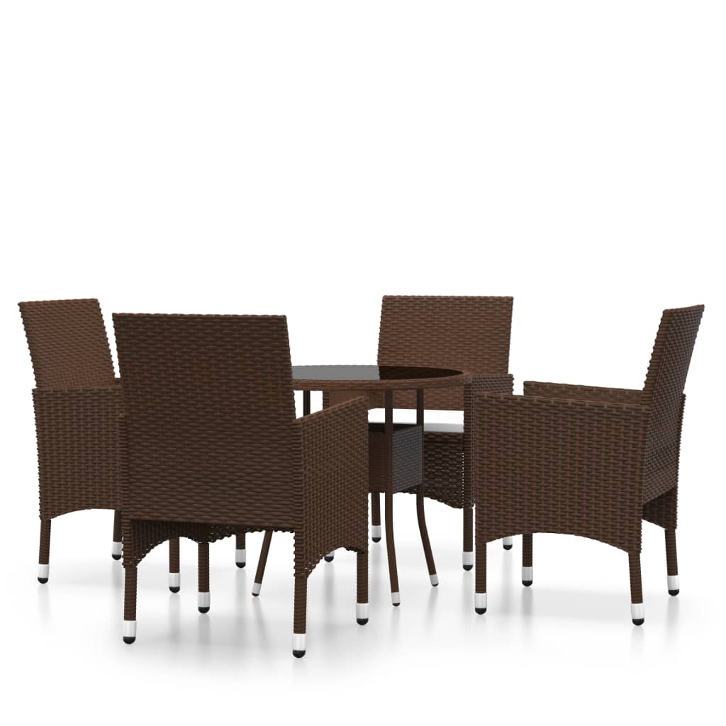 Maison Exclusive - Set da Pranzo per Giardino 5 pz in Polyrattan Marrone - 2