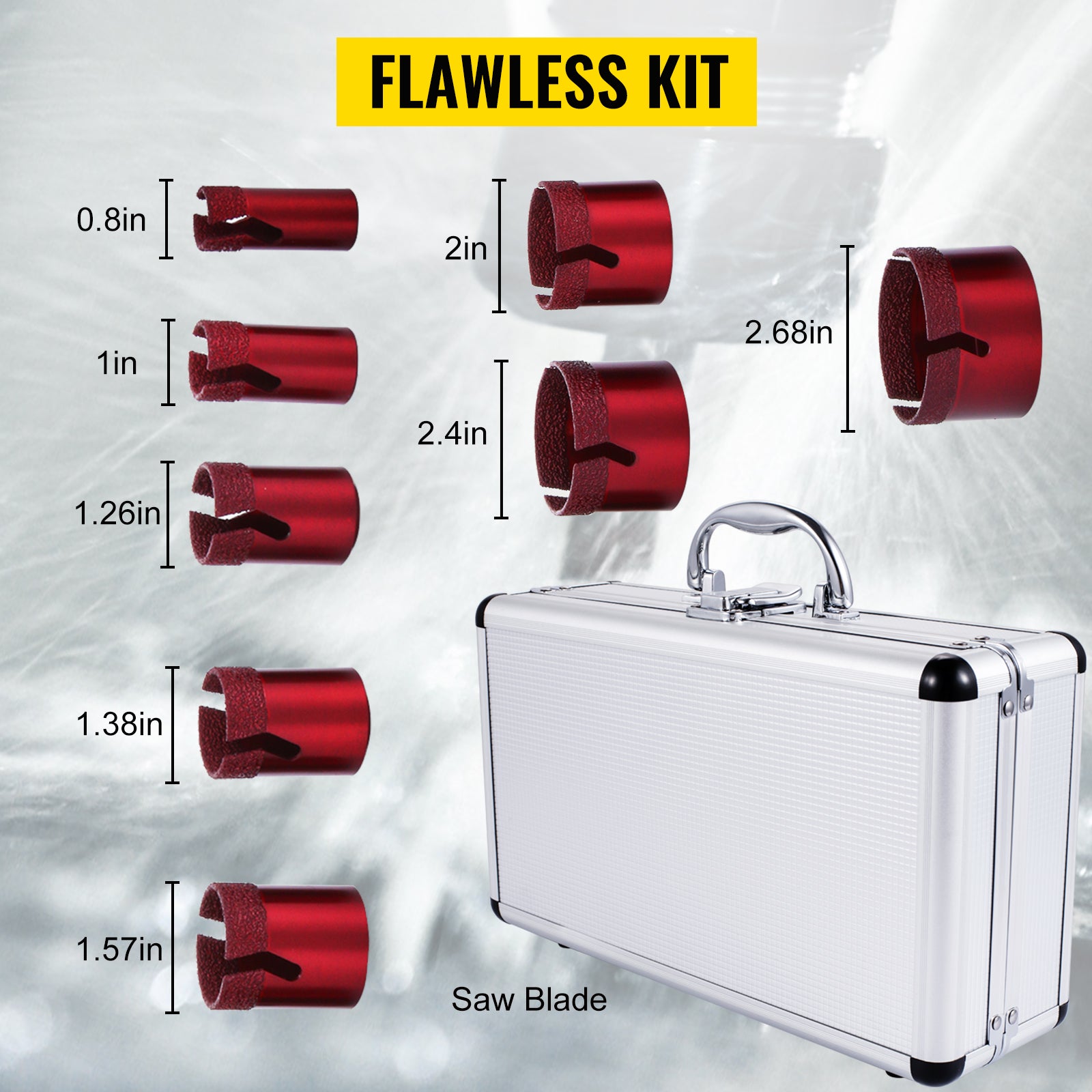 8Pcs Trépan Diamant Scie Cloche Foret Diamanté VEVOR 20/25/32/35/40/50/60/68mm Avec Filetage M14 pour Meuleuse Carrelage Granit Marbre Porcelaine - 3