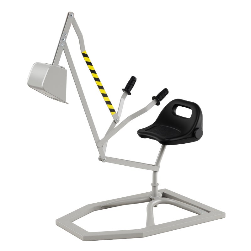 Łopatka do Piasku dla Dzieci, Metalowa Zabawka do Piaskownicy z Obrotowym Siedziskiem 360°, Koparka z Elastyczną Łopatką, Kwadratowa Podstawa, Szary