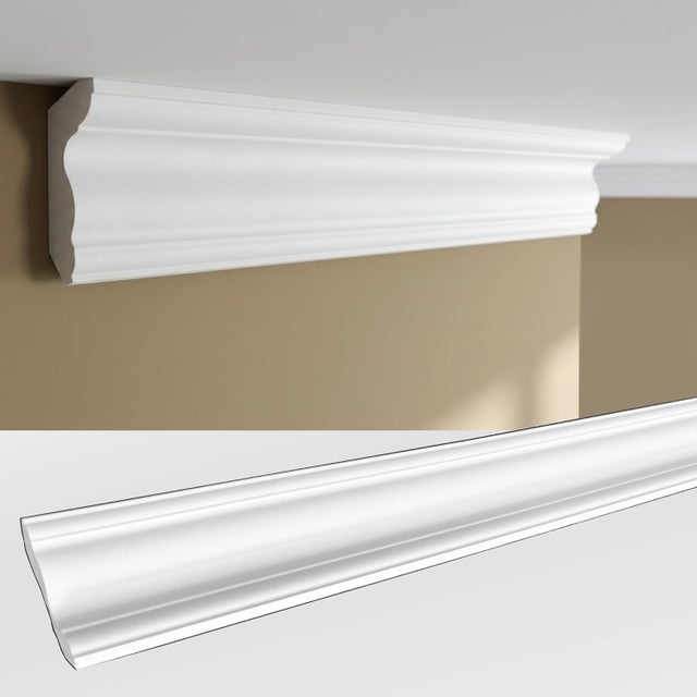 Cornici 100 cm – modanature decorative per pareti e soffitti in PS, leggere, resistenti, verniciabili, facile montaggio JC496-W