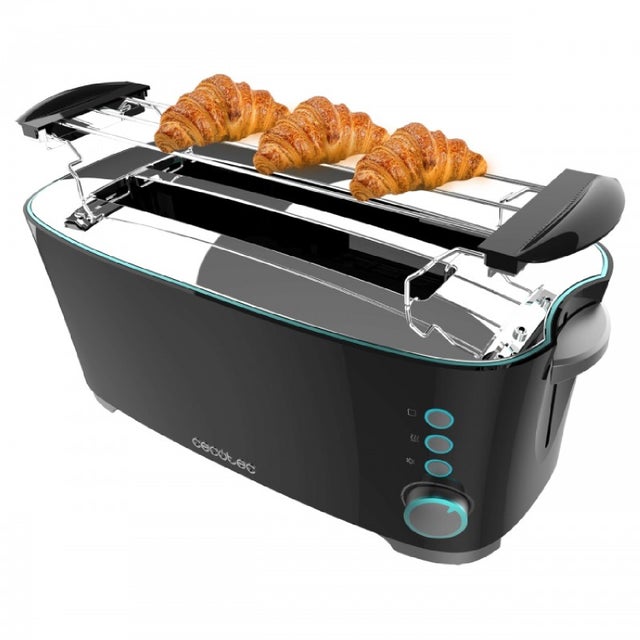 Cecotec Tostador Toast&Taste Extra Double B 1350W de Potencia Doble Ranura larga para 2 Tostadas Apagado y Pop-up Automático Acero Inoxidable