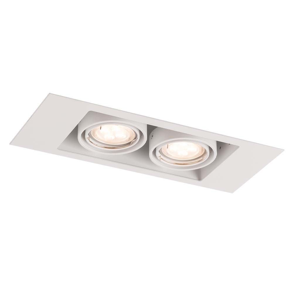 Oprawa sufitowa wpuszczana Ebino biała 2xGU10x10W prostokątna ruchoma IP20 wym: 9,5 x 26 x 11 cm aluminium Shilo