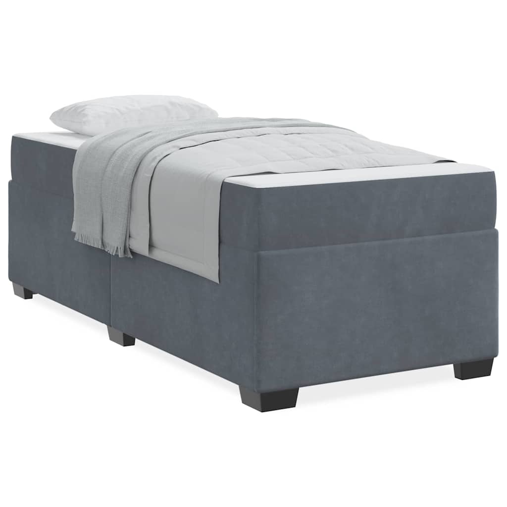 Cadre de lit avec matelas Gris foncé 90 x 200 cm Velours - 4