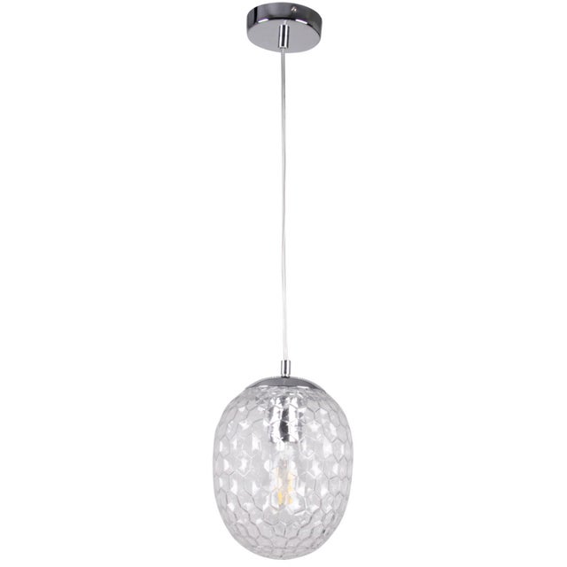 Lampa wisząca Lora przezroczysto-chromowana 1xE27x12W wym: 120 x 22 x 18 cm szkło Polux