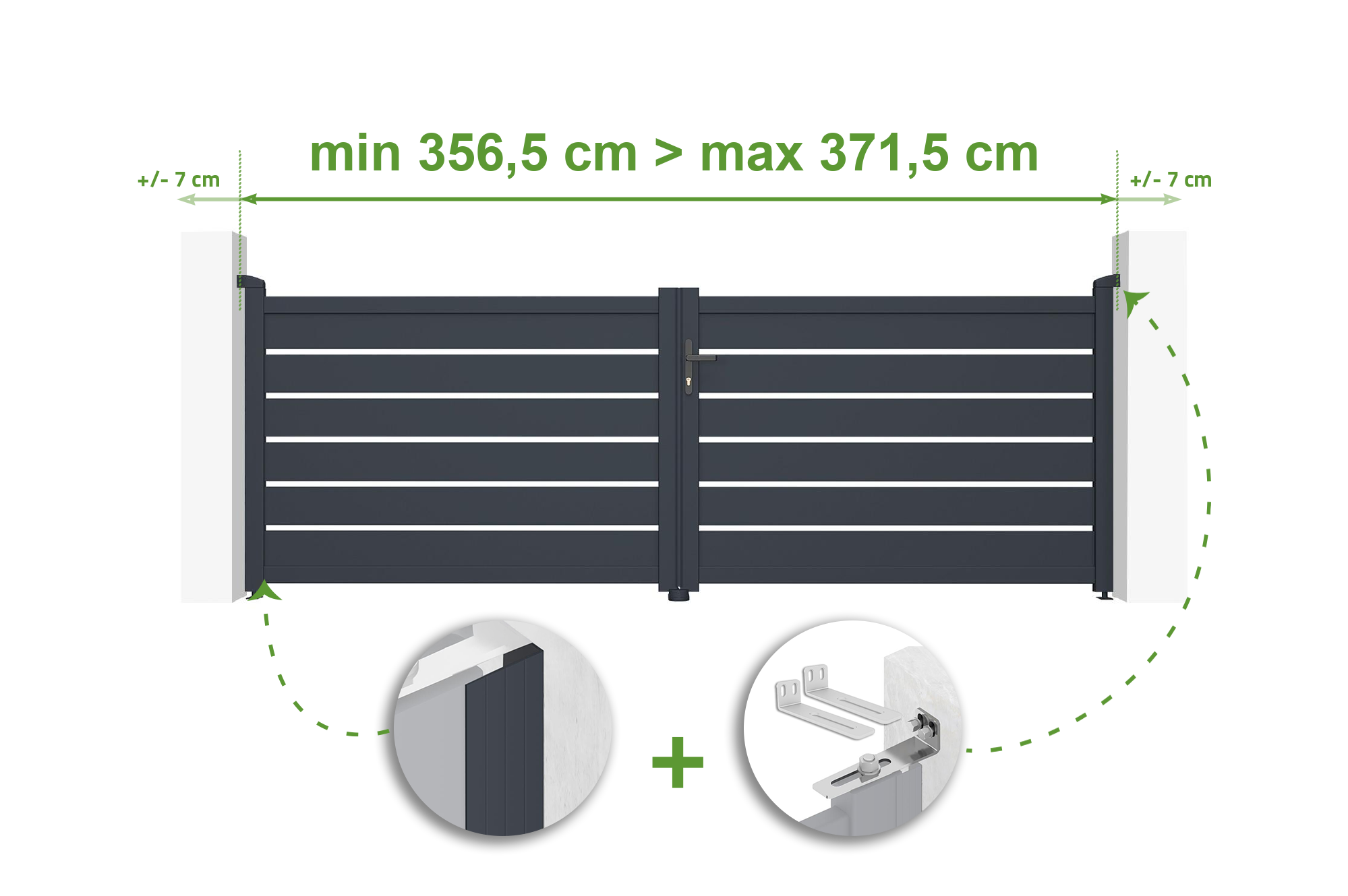 Brama skrzydłowa regulowana szerokość 3,5m VOGEL H.120cm szara aluminiowa