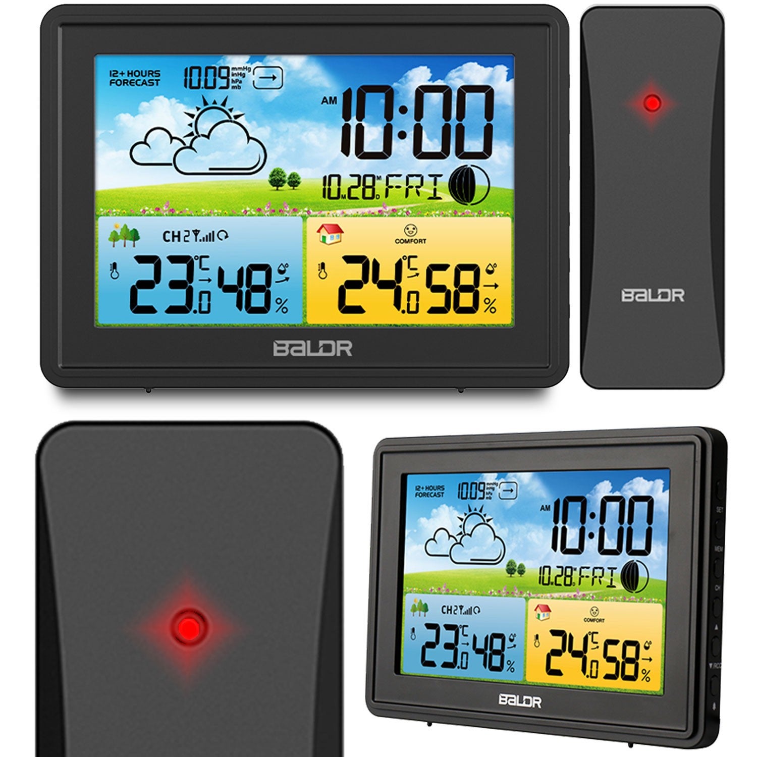 Bezprzewodowa stacja pogodowa Baldr BD-908 czarna higrometr 390800