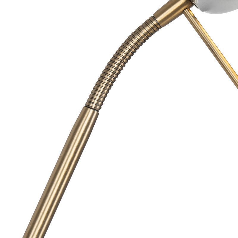 Qazqa classic-antique lampadaire uplighter avec bras de lecture - Diva - bronze, led intégrée 23w incluse, Integrated led, 2000k - 7