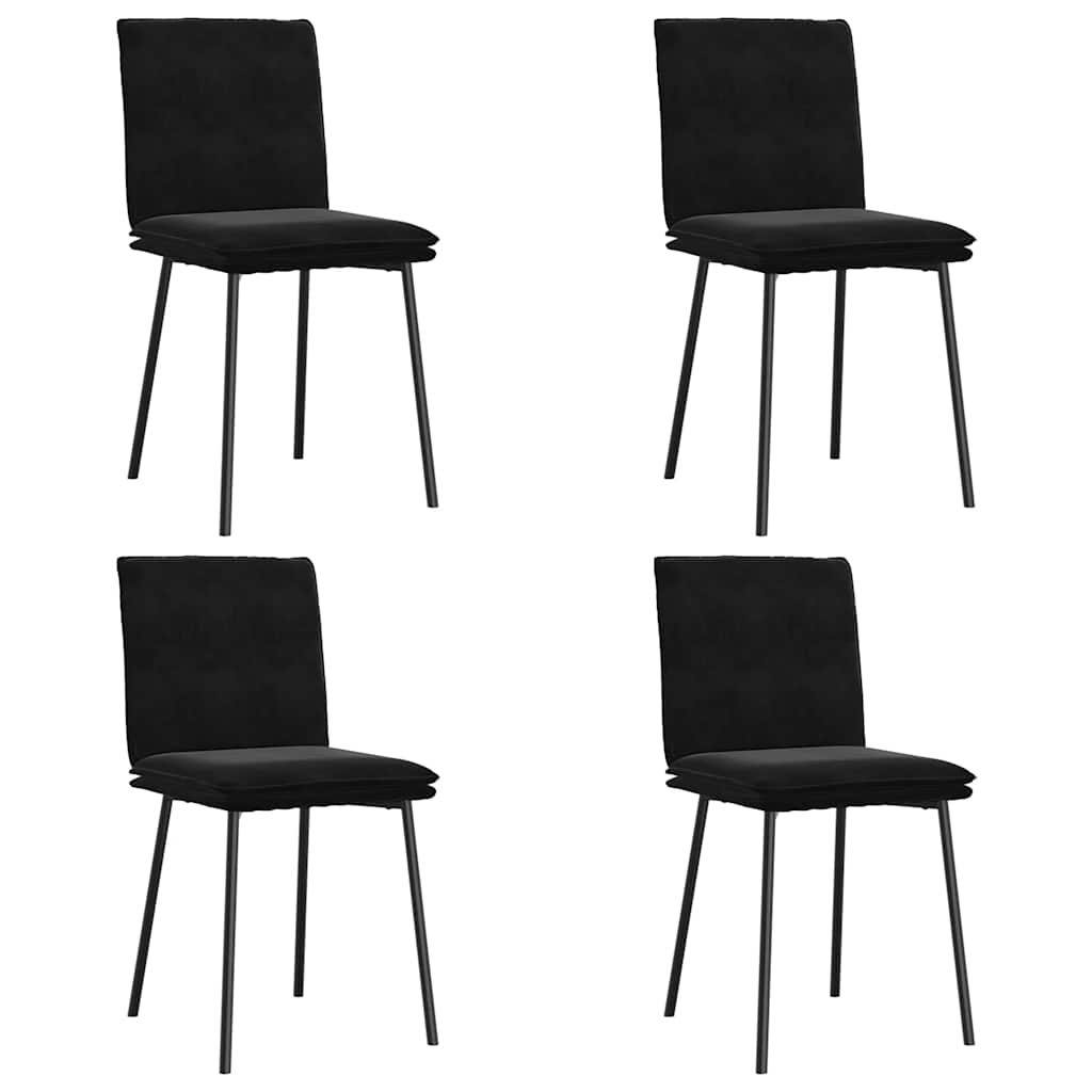 Set 4 Sedie Da Pranzo PARADISO - Velluto Nero E Gambe In Acciaio, Design Moderno E Morbido Per Sala Da Pranzo E Cucina - 4