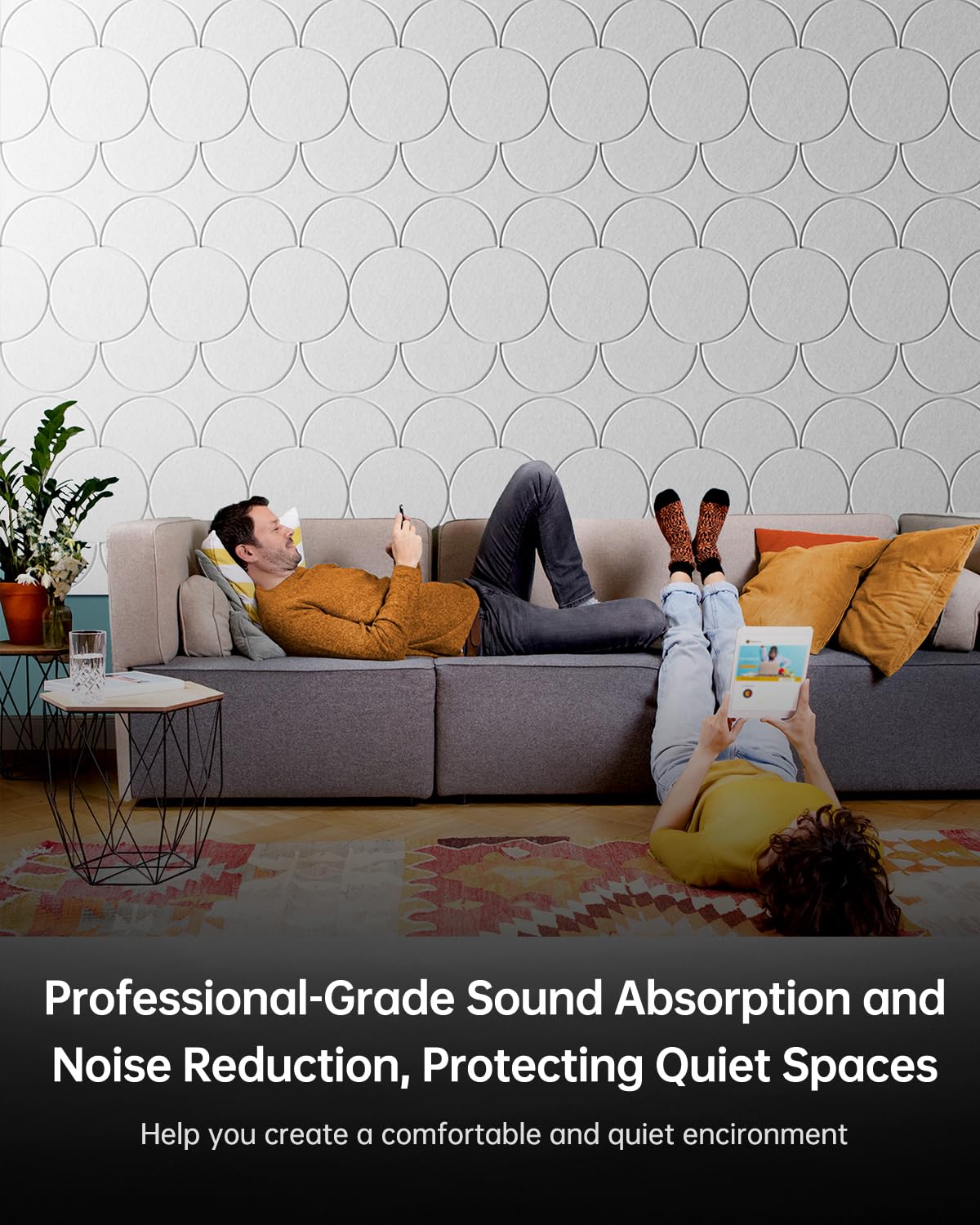 12 pannelli fonoassorbenti autoadesivi per pareti, pannelli isolanti acustici ad alta densità, adatti per porte, soffitti e scrivanie, 30 x 30 cm - 2