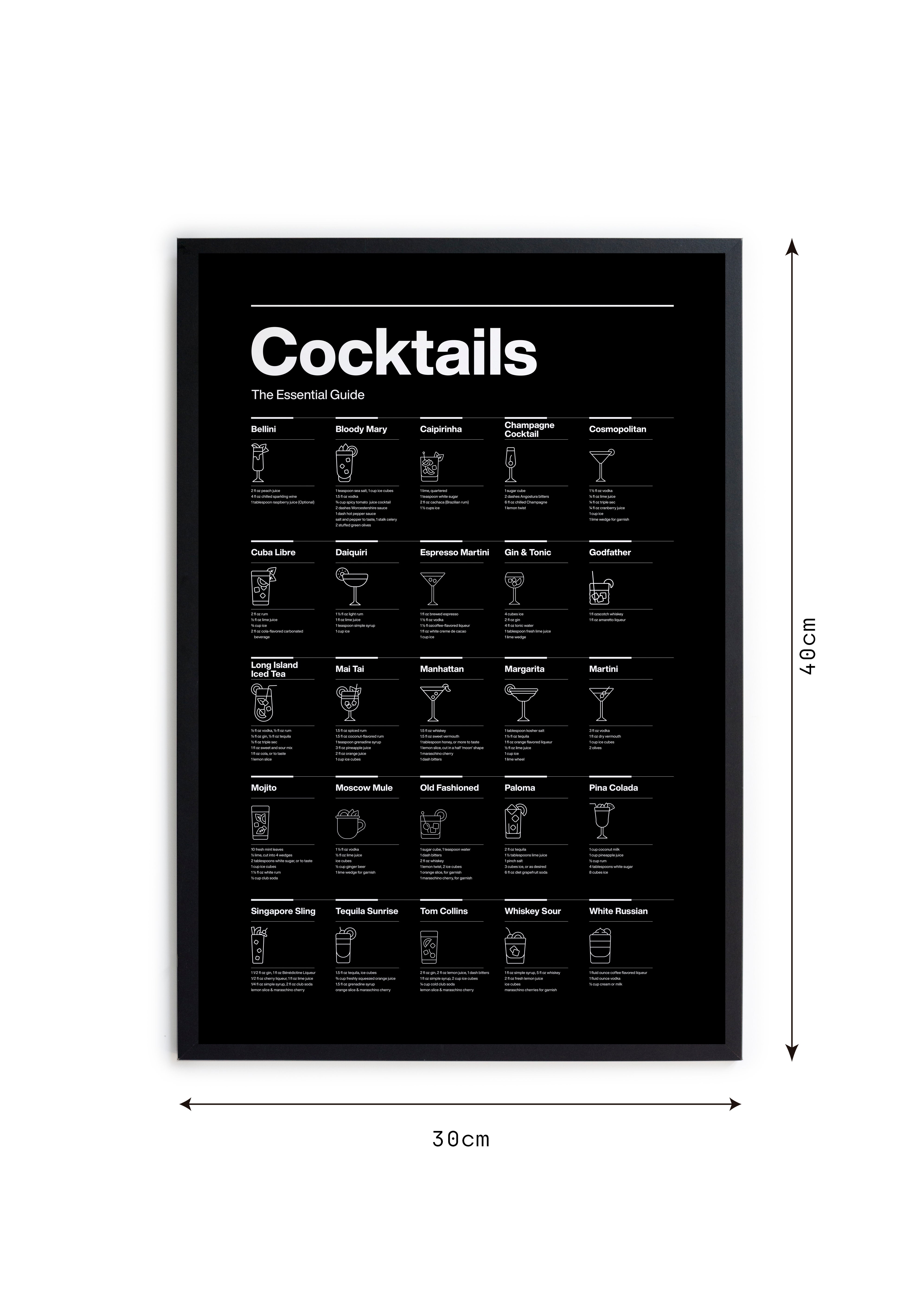 Cadre avec cadre noir 40x30 Bar à cocktails - 3