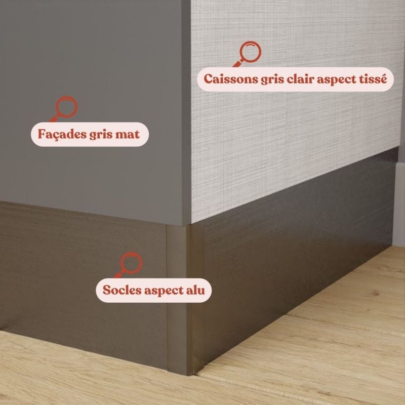 Kitchenette K08L-PT - 120 cm avec plan de travail et évier - emplacement frigo - 4