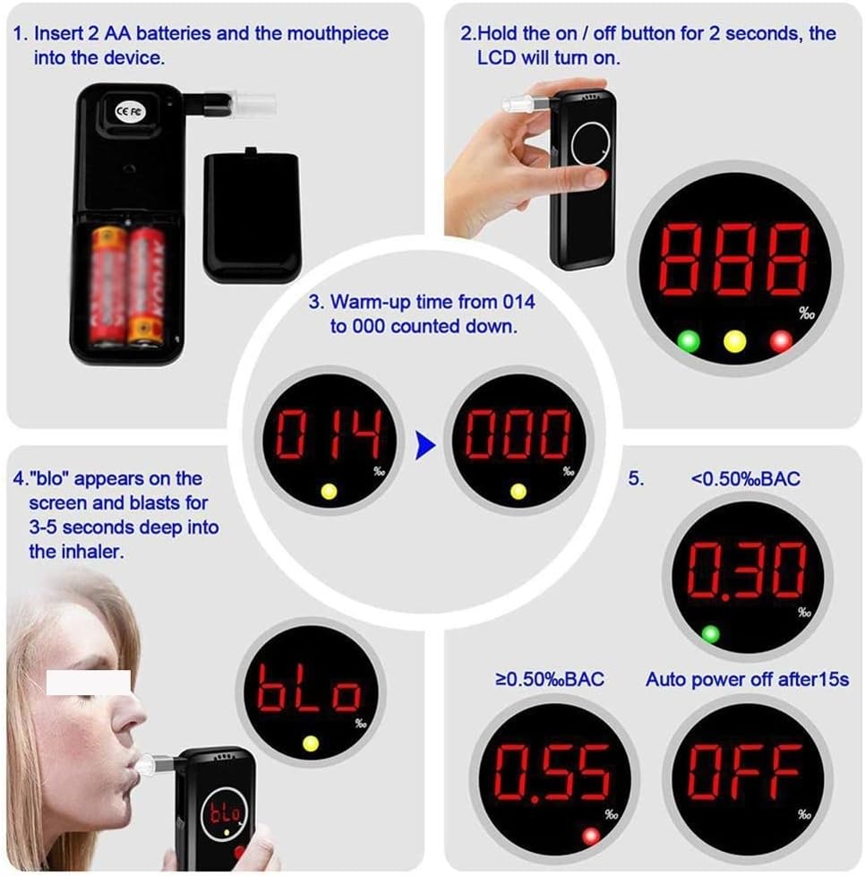 Éthylotest portable, éthylotest professionnel, mesure précise, réponse rapide, avec écran LCD numérique. - 7
