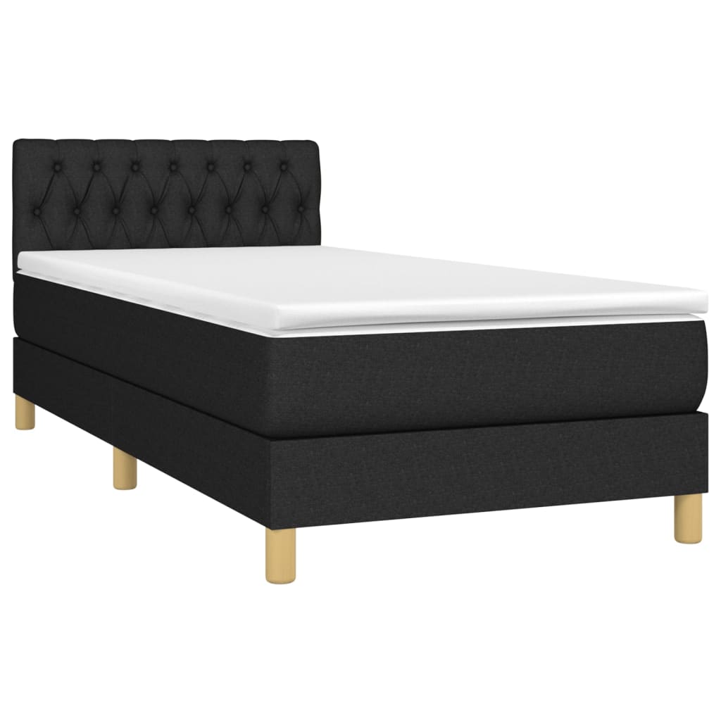 Sommier à lattes de lit avec matelas et LED Noir 90x200cm Tissu vidaXL - 4