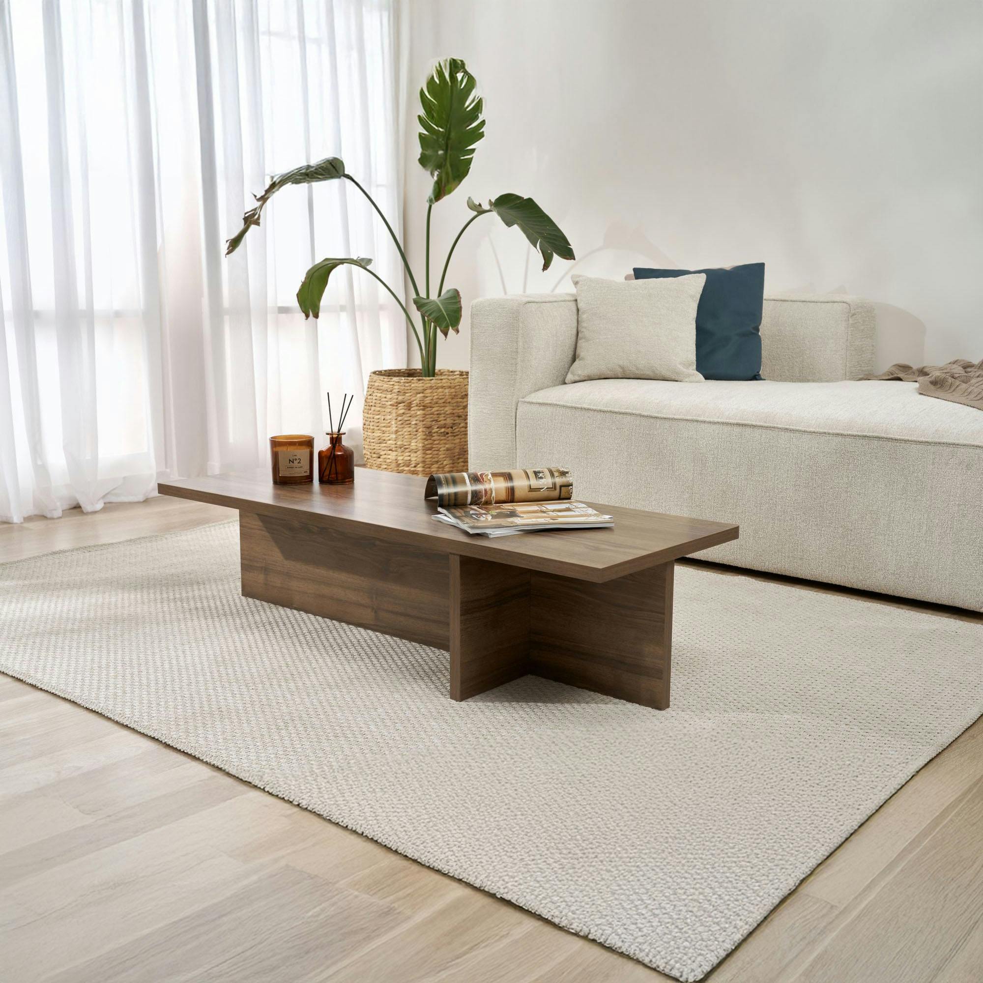 Table basse moderne minimaliste - effet bois de noyer MARFA - 2