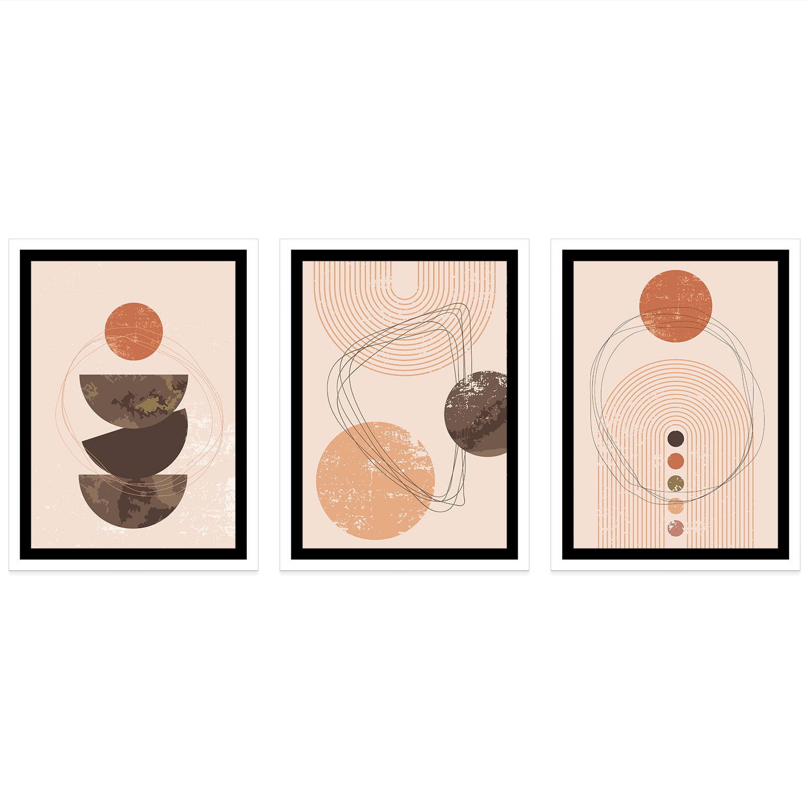 Lot de 3 Affiches / Posters Triptyque - Boho 3617689996097 - Bordure Noire et Blanche - 3 Affiches - 50x70 cm (Cadres non fournis) - 4