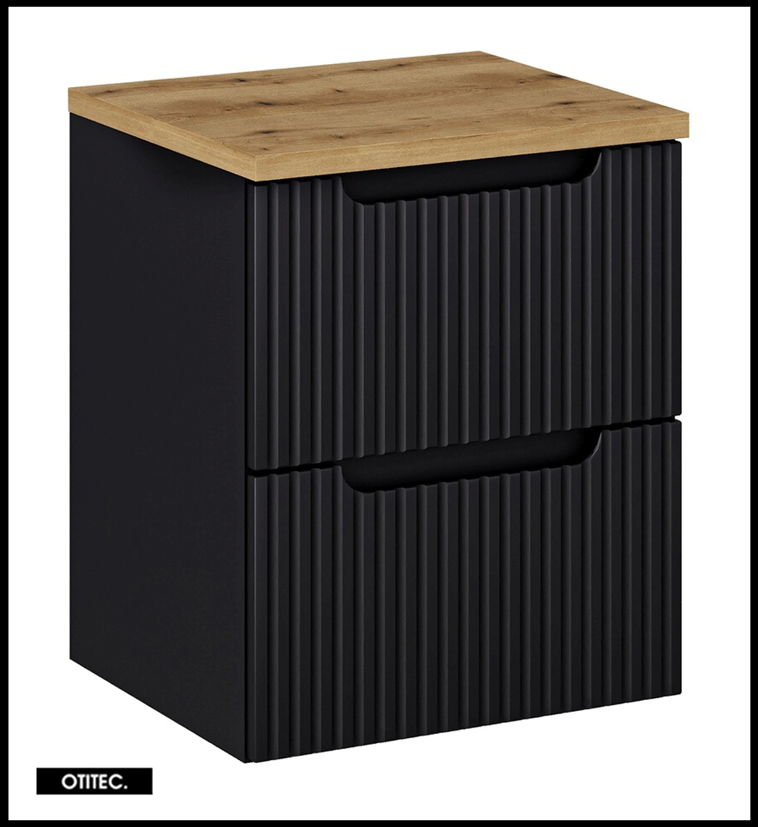Mueble bajo lavabo de 50 cm - con plan - negro/roble - 2 cajones - volta black
