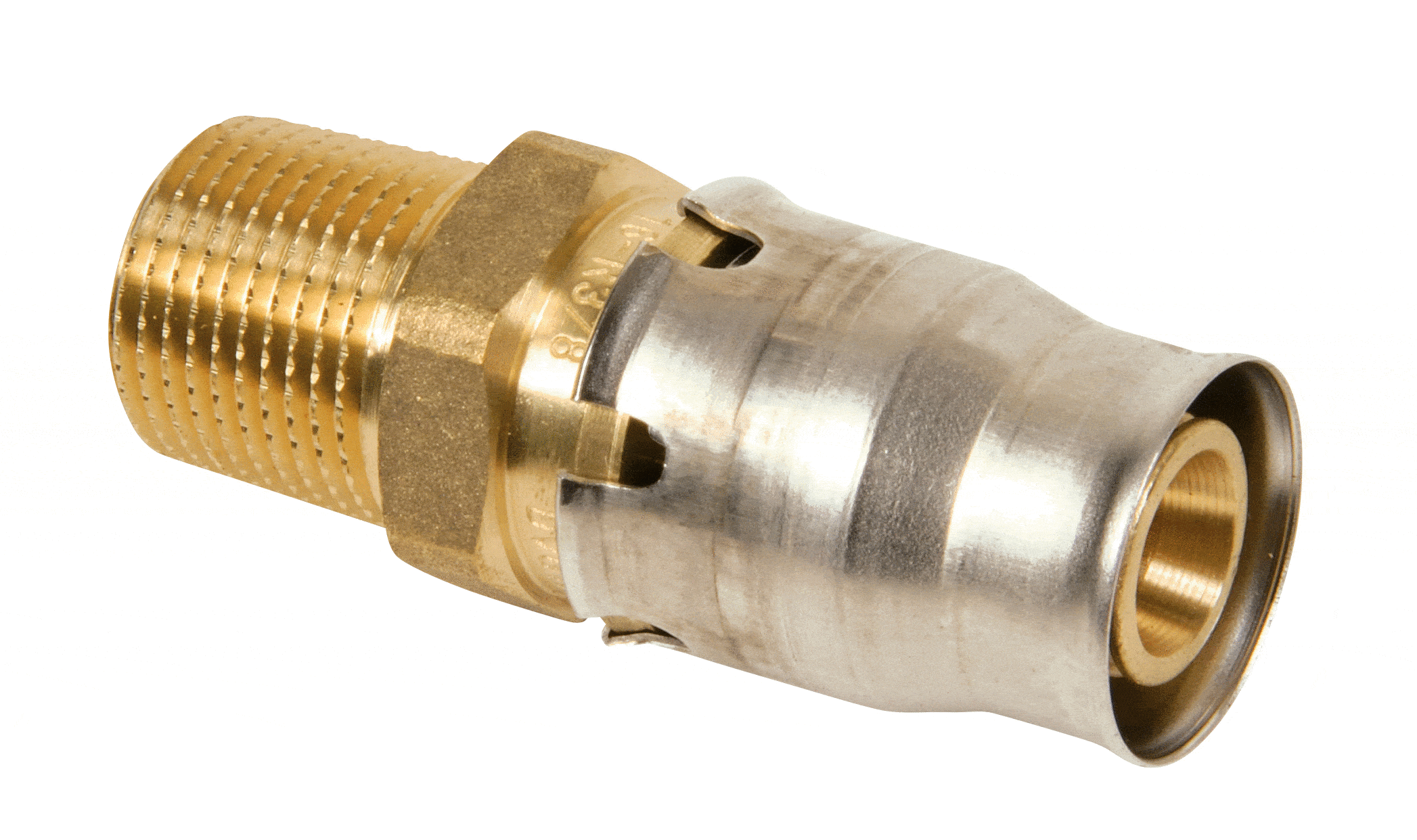 Racord prin impingere (Push-fit) cu filet exterior din alama 16 mm