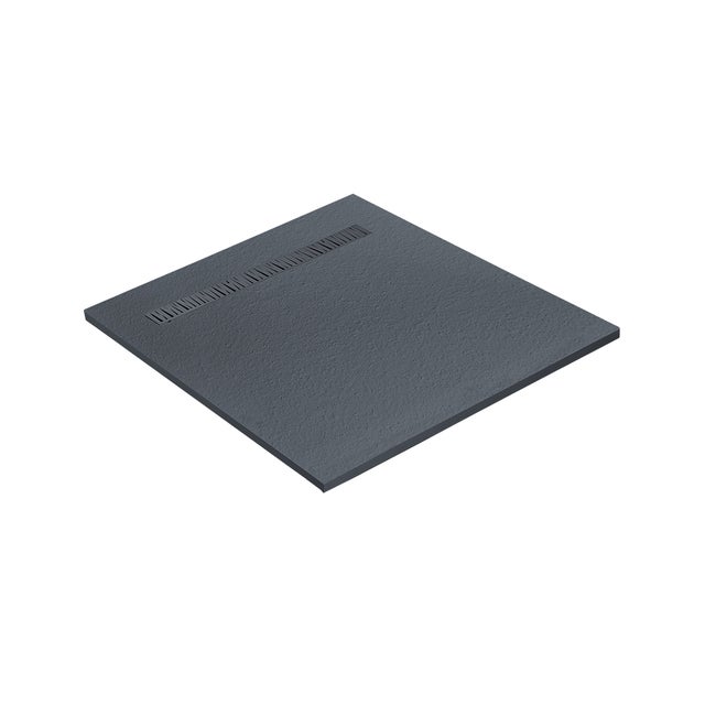 Receveur résine 100 x 100 cm gris granit effet granit - grille caniveau excentrée