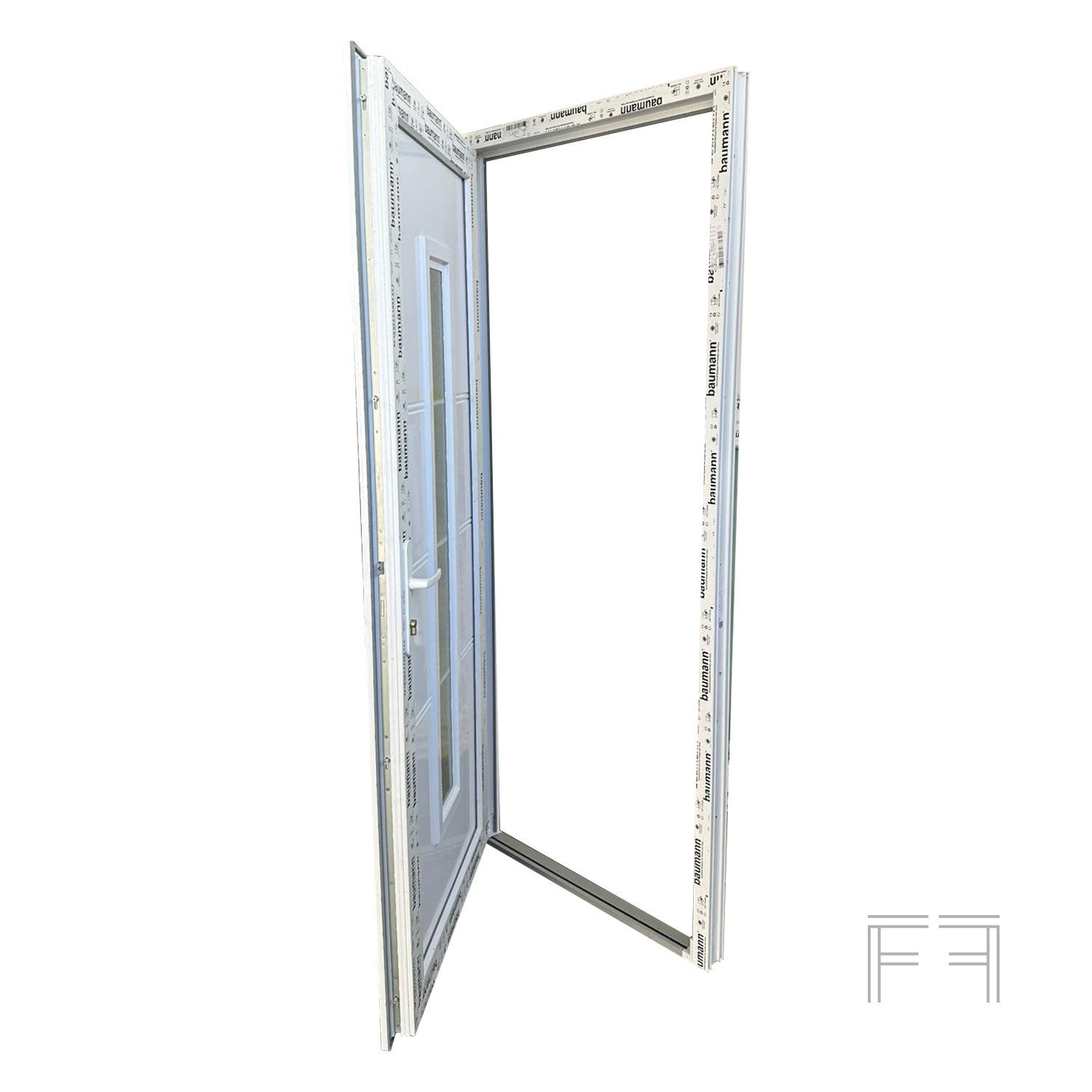 Puerta de entrada blanca M3 en PVC L100x H210, Apertura de tirar a la derecha (vista interior) - 4
