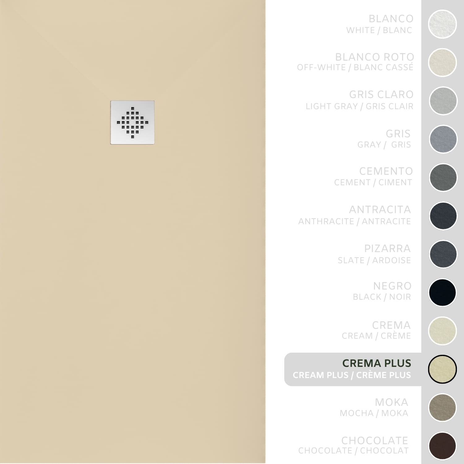 SOULHOME Brodzik prysznicowy– Żywica– Gel Coat– Gładka/Kamienna tekstura – Antypoślizgowy – Kolor intensywnie kremowy – 90X70- Niski 3 cm– Standard