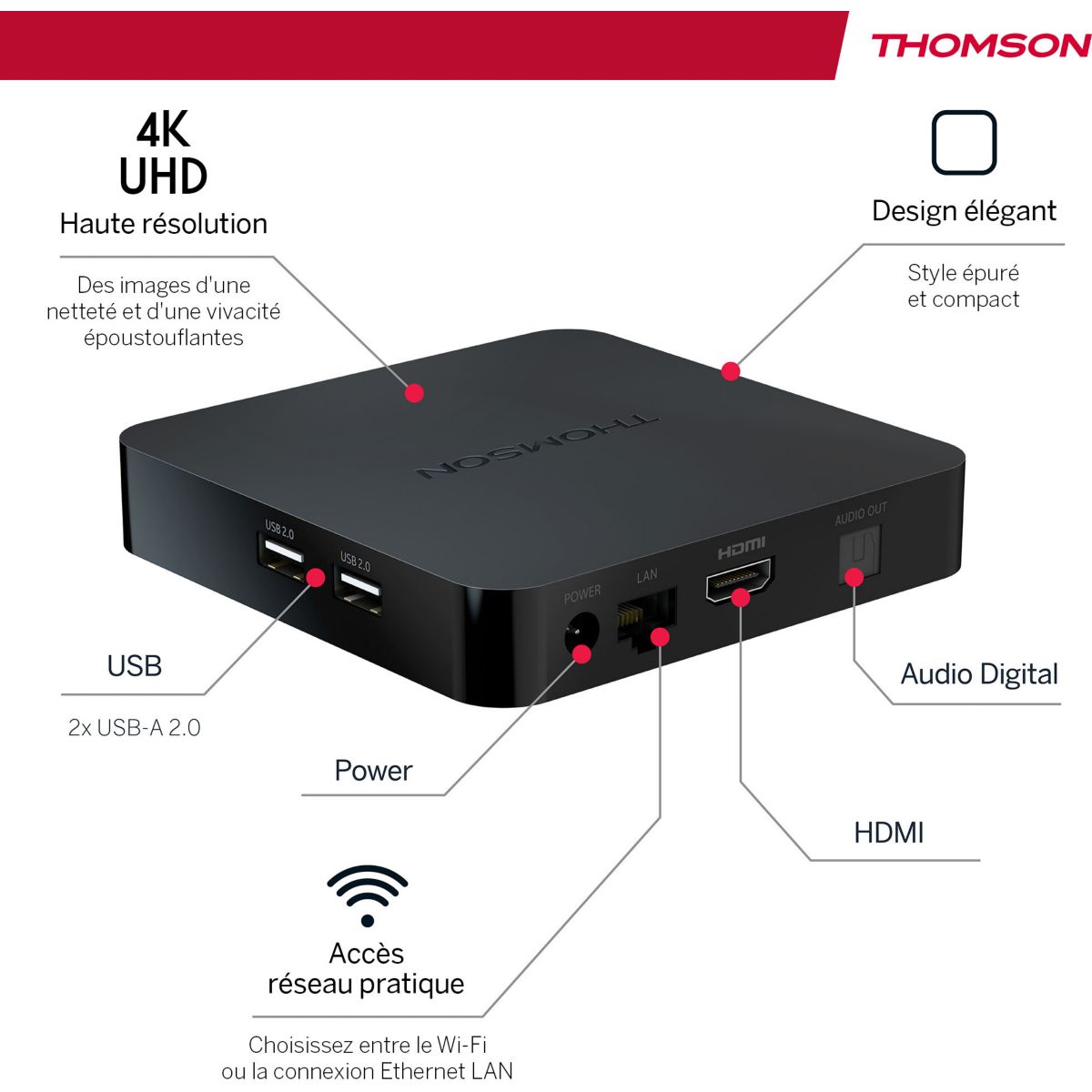 Passerelle multimédia THOMSON 240G Box 4K avec Google TV - 5