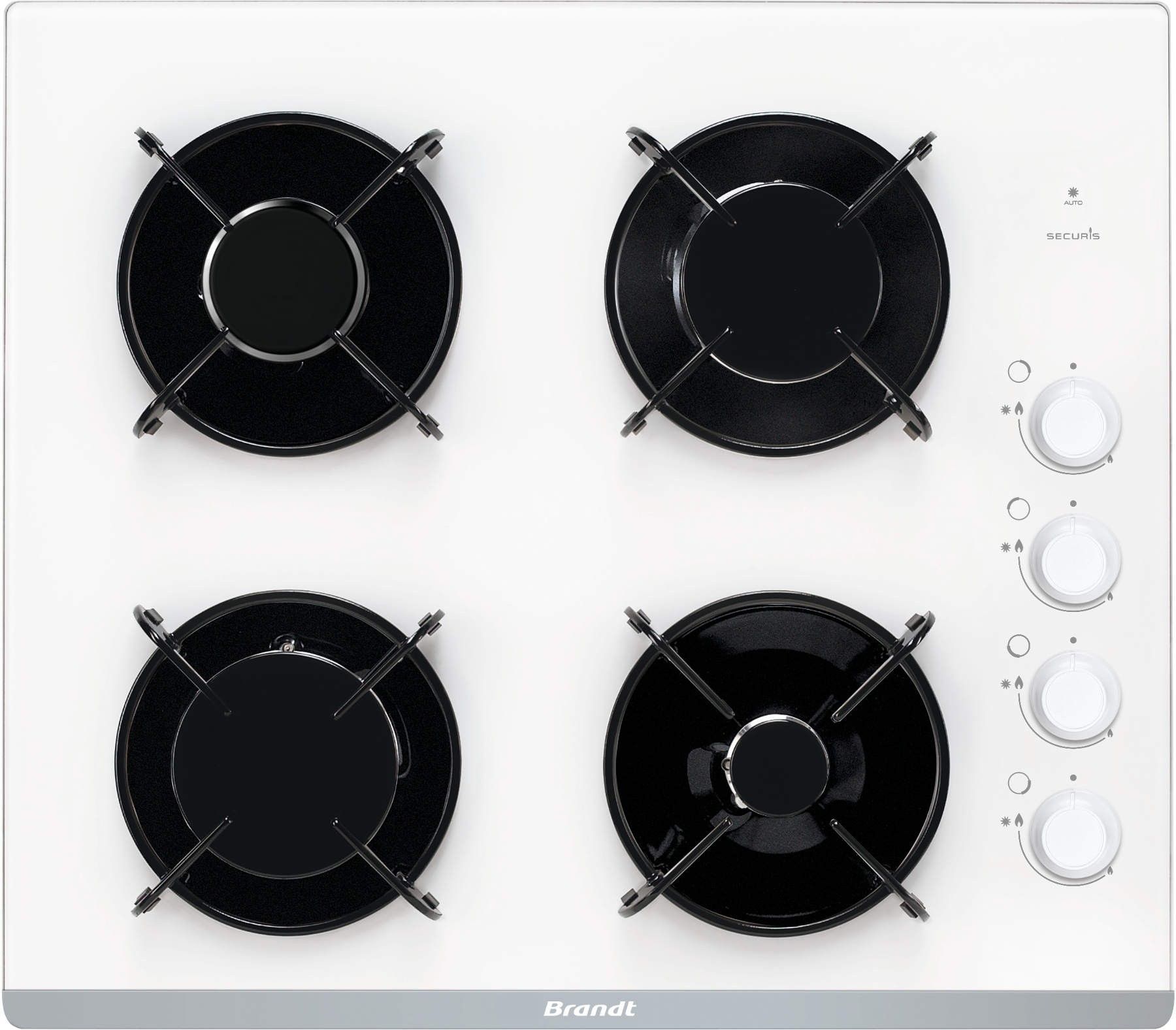 BRANDT Gaskochfeld 7800W, 58cm Breite – 4 Gasbrenner Mit Glasplatte & Grillrosten
