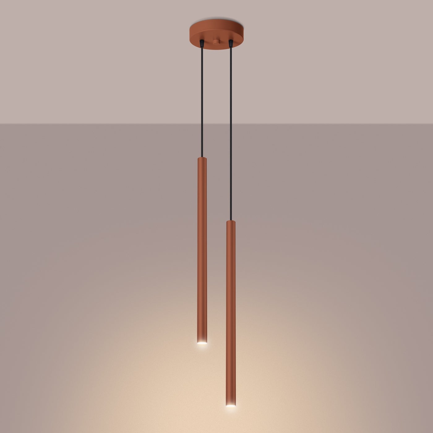 Lampa wisząca BRILL 2 ochra czerwona LED 3000K - 15x15x114cm Sollux