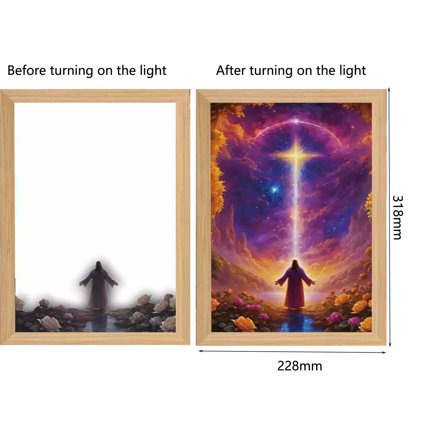 Yardwe Lampada Notturna 3D A Croce Con Gesù, Luce Olografica LED Notturna Regalo Religioso Perfetta Per Casa E Chiesa