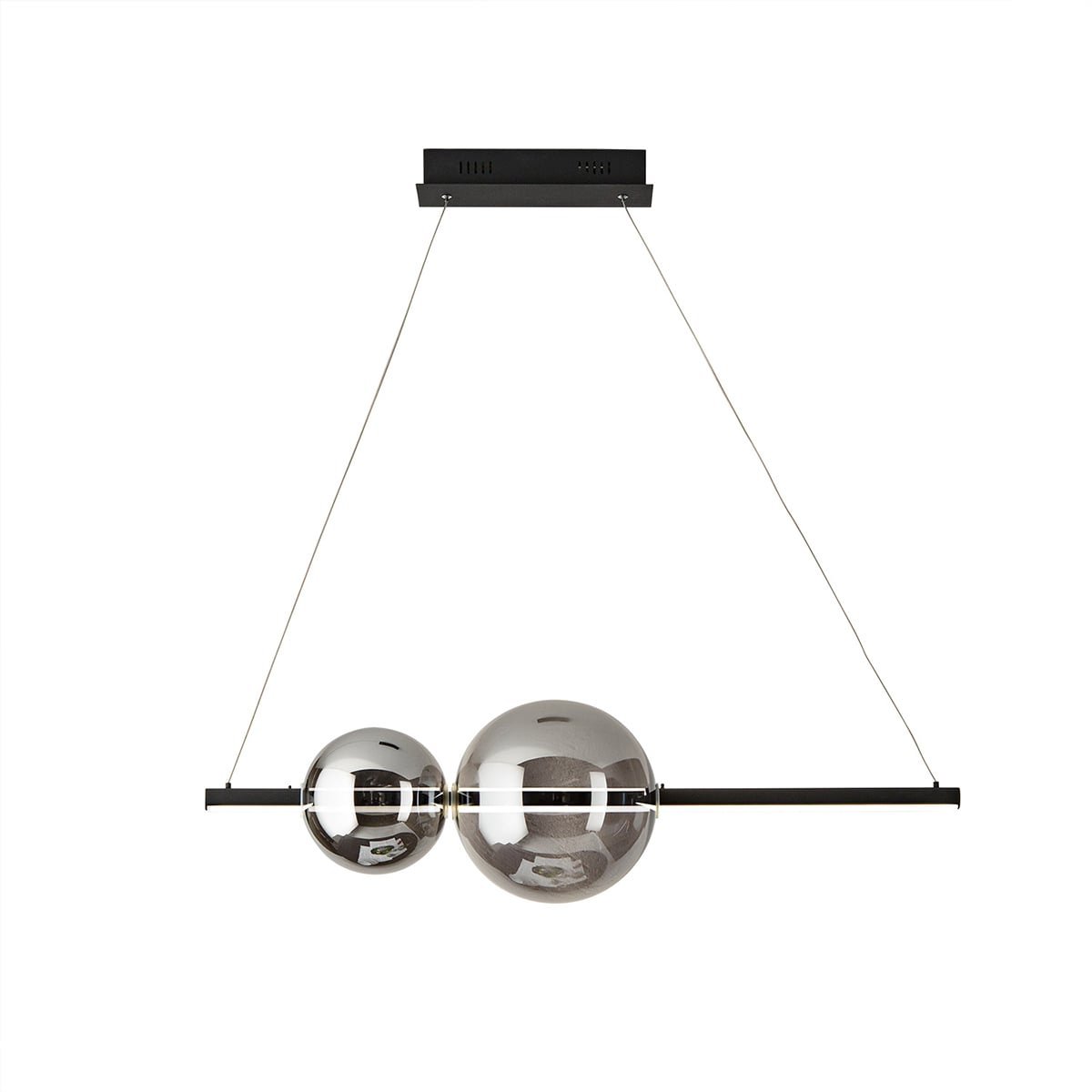 Ondaluce Fufi 45W ściemnialna lampa wisząca LED z metalu i dmuchanego szkła, 3000K, kolor czarny