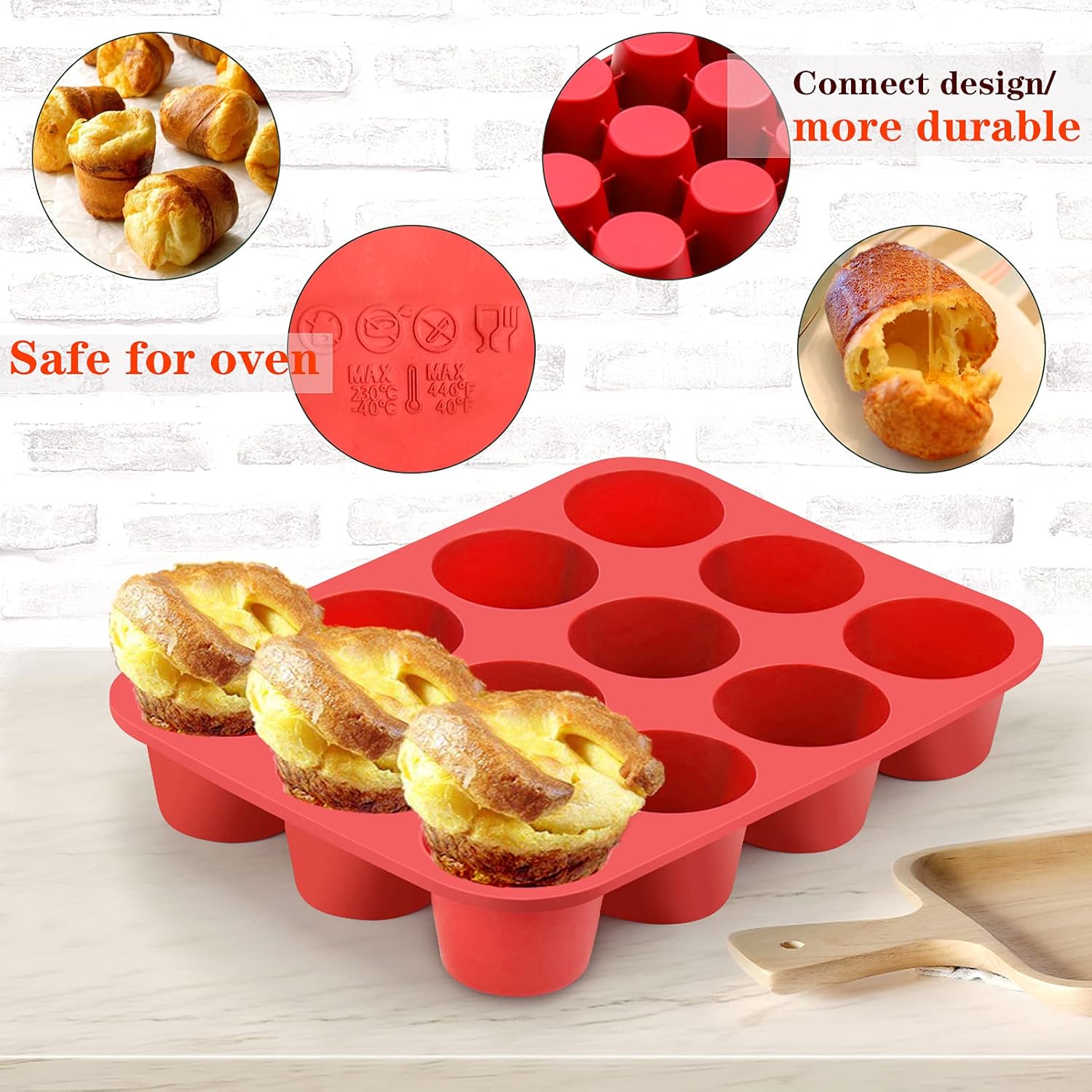 Moule à gâteau en silicone – pour 12 muffins – idéal pour réaliser cupcakes, puddings, gâteaux et brownies – rouge | Leroy Merlin