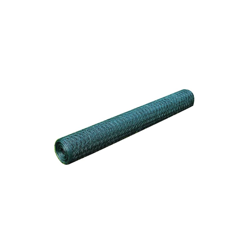 vidaXL Clôture en treillis acier hexagonal 1x25 m vert foncé - 2