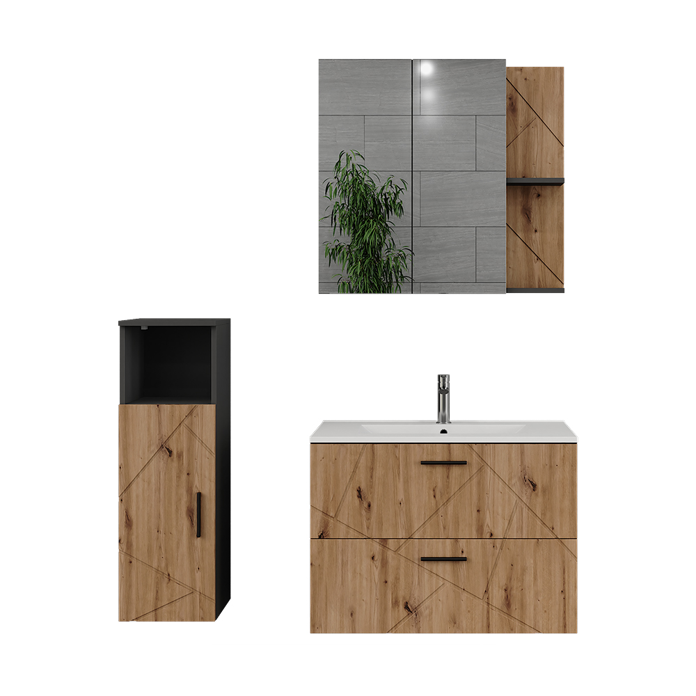 Vicco Zestaw mebli łazienkowych Irma, Antracyt/Artisan, 4 części