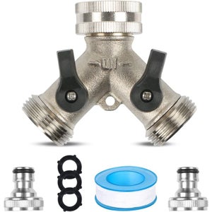 TOOLSTAR Splitter per tubo dell'acqua, 2 vie rubinetto splitter 3/4 rubinetto in ottone collettore Y splitter connettore in ottone per irrigazione da giardino