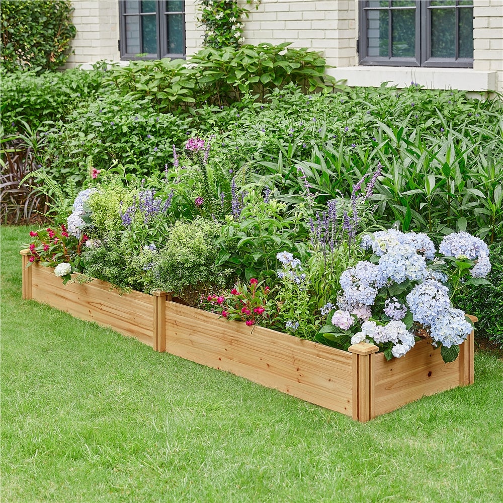 Carré Potager en Bois Surélevé en 2 Casiers, Bac à Fleurs et Légumes pour Jardin, Brun Clair Yaheetech - 2