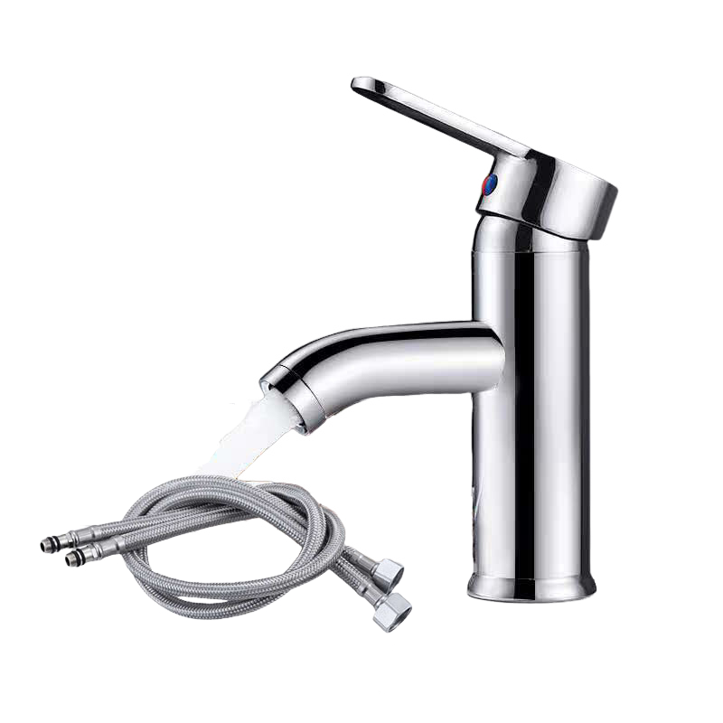 Bateria mieszaczowa do wody ciepłej i zimnej, bateria umywalkowa jednouchwytowa (kolor: wersja krótka ocynkowana)