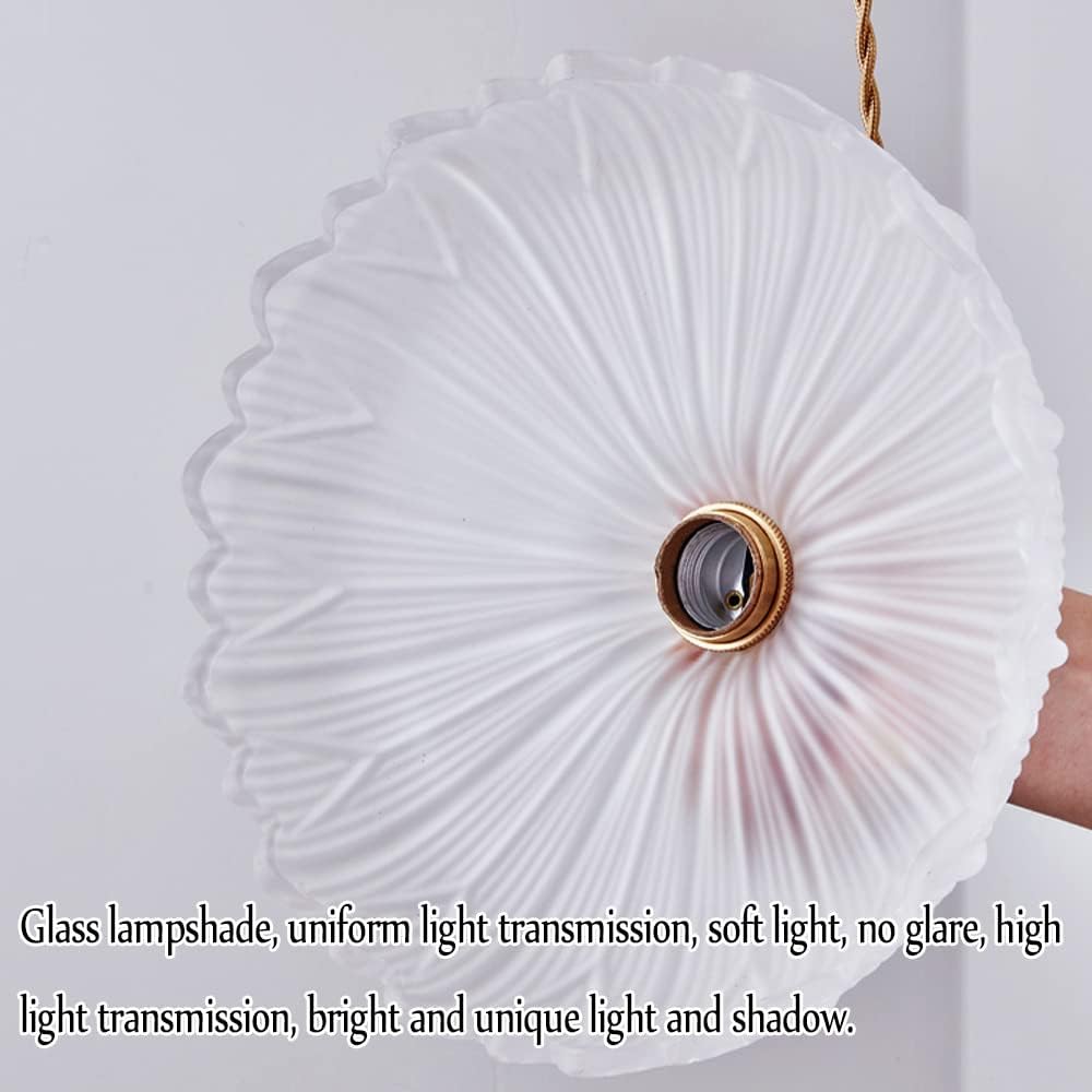 Industrialny, dekoracyjny żyrandol - szklany abażur w kształcie kwiatu w stylu , 24 x 14 cm - regulowana lampa wisząca 1,5 m (gwint E27, bez żarówki) - 5