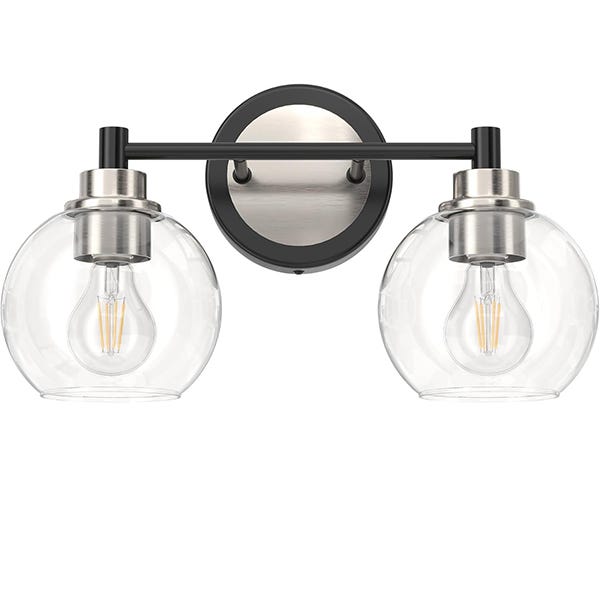 Applique Da Bagno Vintage 2 Luci - Ferro Nero 40cm Con Attacco E27 - Foto 1