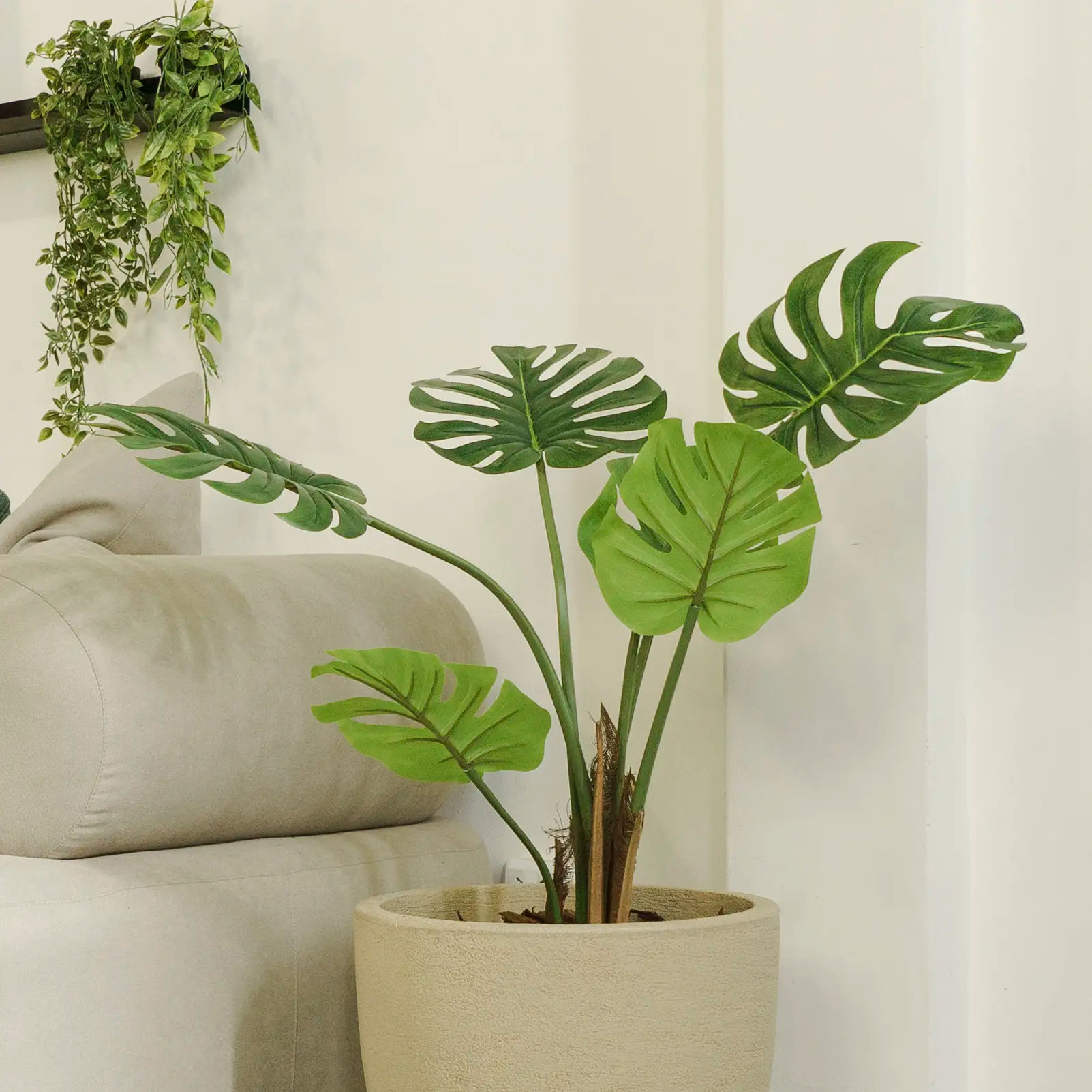 Planta Artificial Monstera 80 cm - Costilla de Adán Artificial Realista y Decorativa - Valyria Home - 6