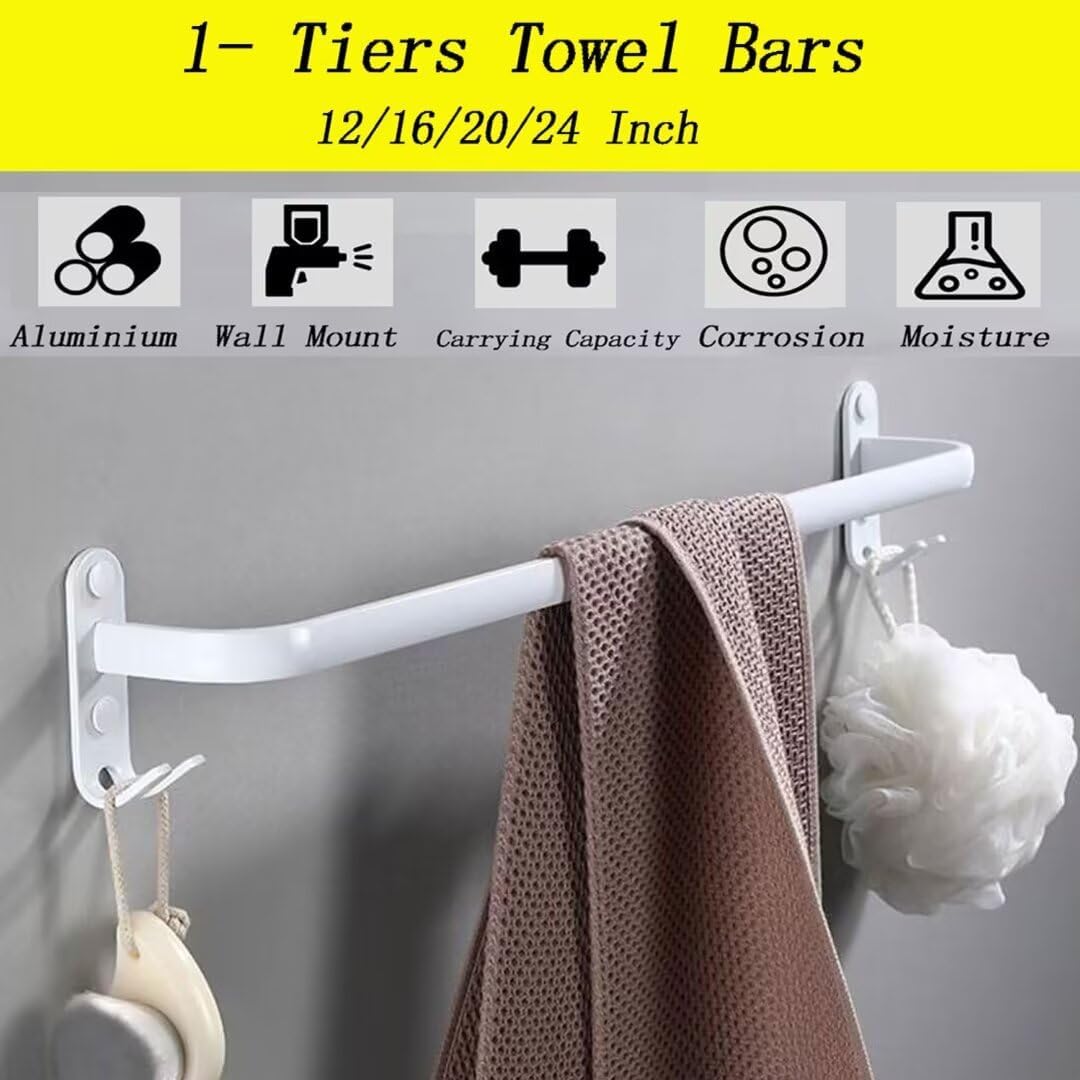 Wieszak na ręczniki łazienkowe, wieszak ścienny na ręczniki, wieszak na ręczniki z nóżkami, akcesoria łazienkowe, nie wymaga wiercenia (biały, 30 cm) - 2