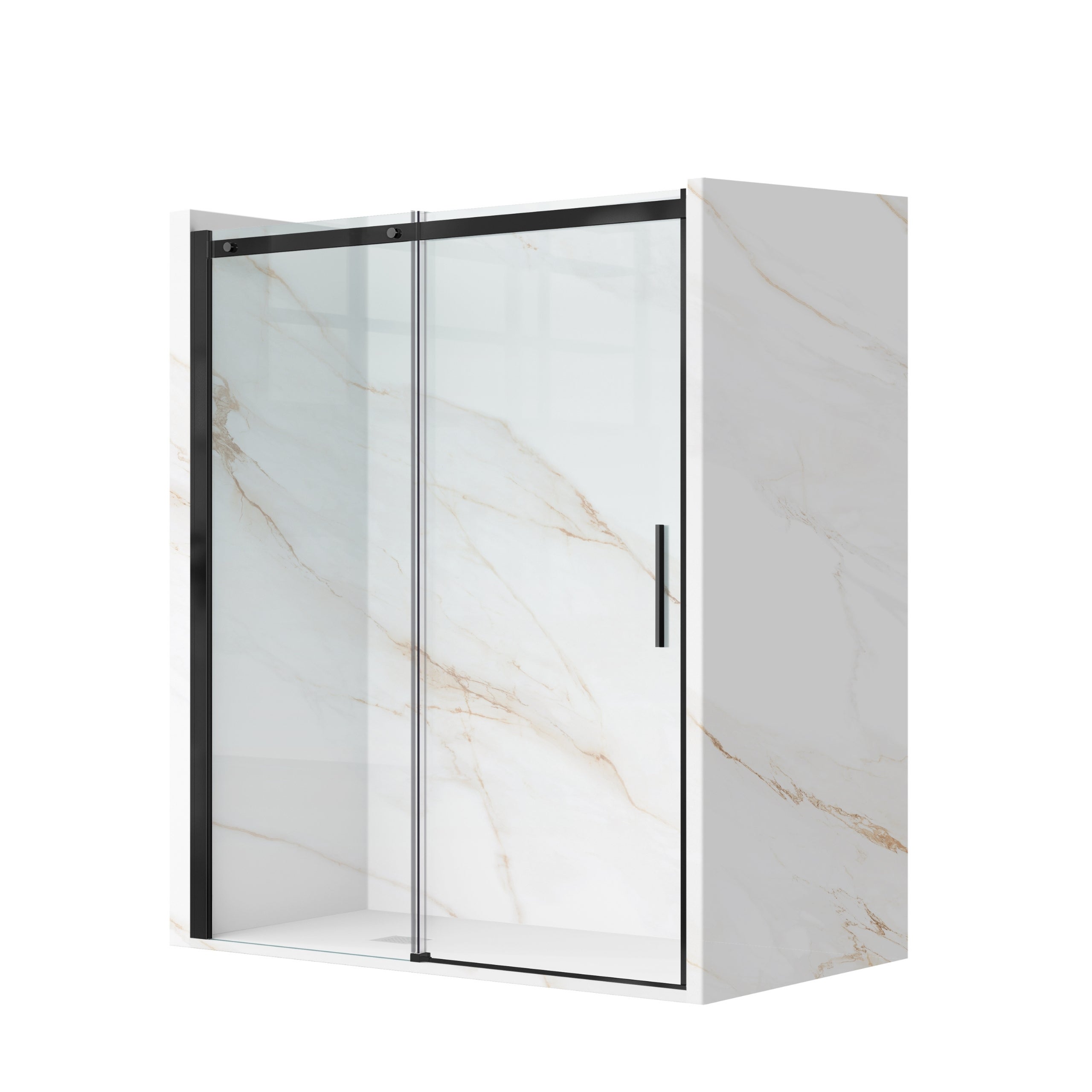 BALNEO Drzwi prysznicowe rozsuwane Porta - transparentna czarna 110x195 cm szkło hartowane 6 mm Aluminium Hydrofobowa powłoka Easy Clean