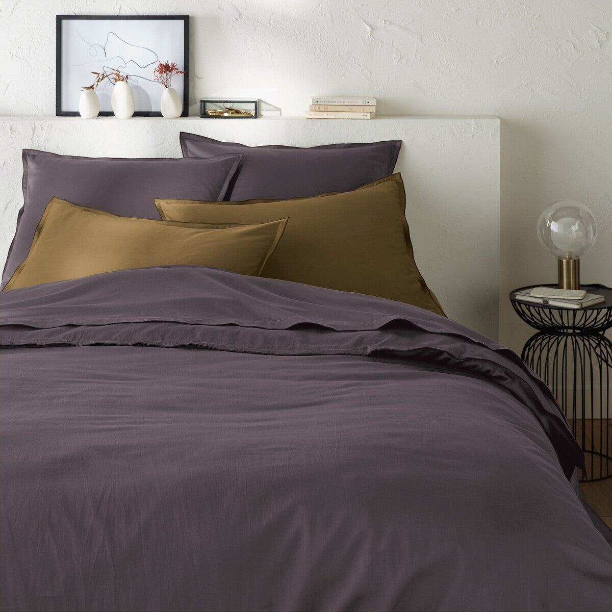 Housse De Couette Rose/gris Clair, 1 Place Et Demie - Taie D'oreiller