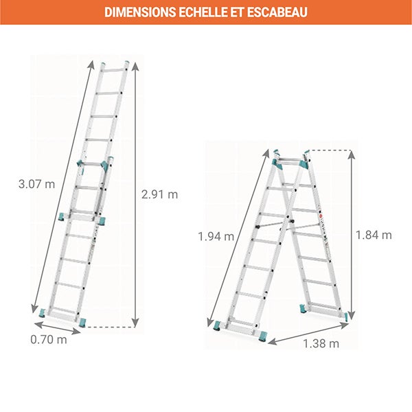 Echafaudage pour escalier : 3.00m haut. travail max - 8507 - 3