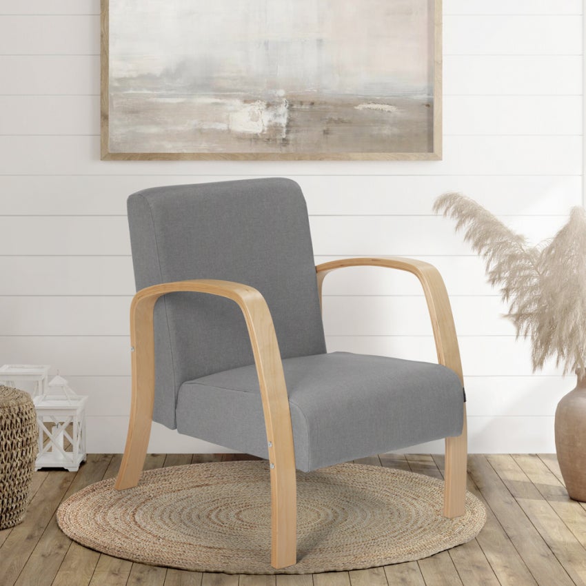 Poltrona Scandinava Frederiksberg In Legno Di Faggio – Design Ergonomic, Rivestimento In Cotone, Per Soggiorno E Studio
